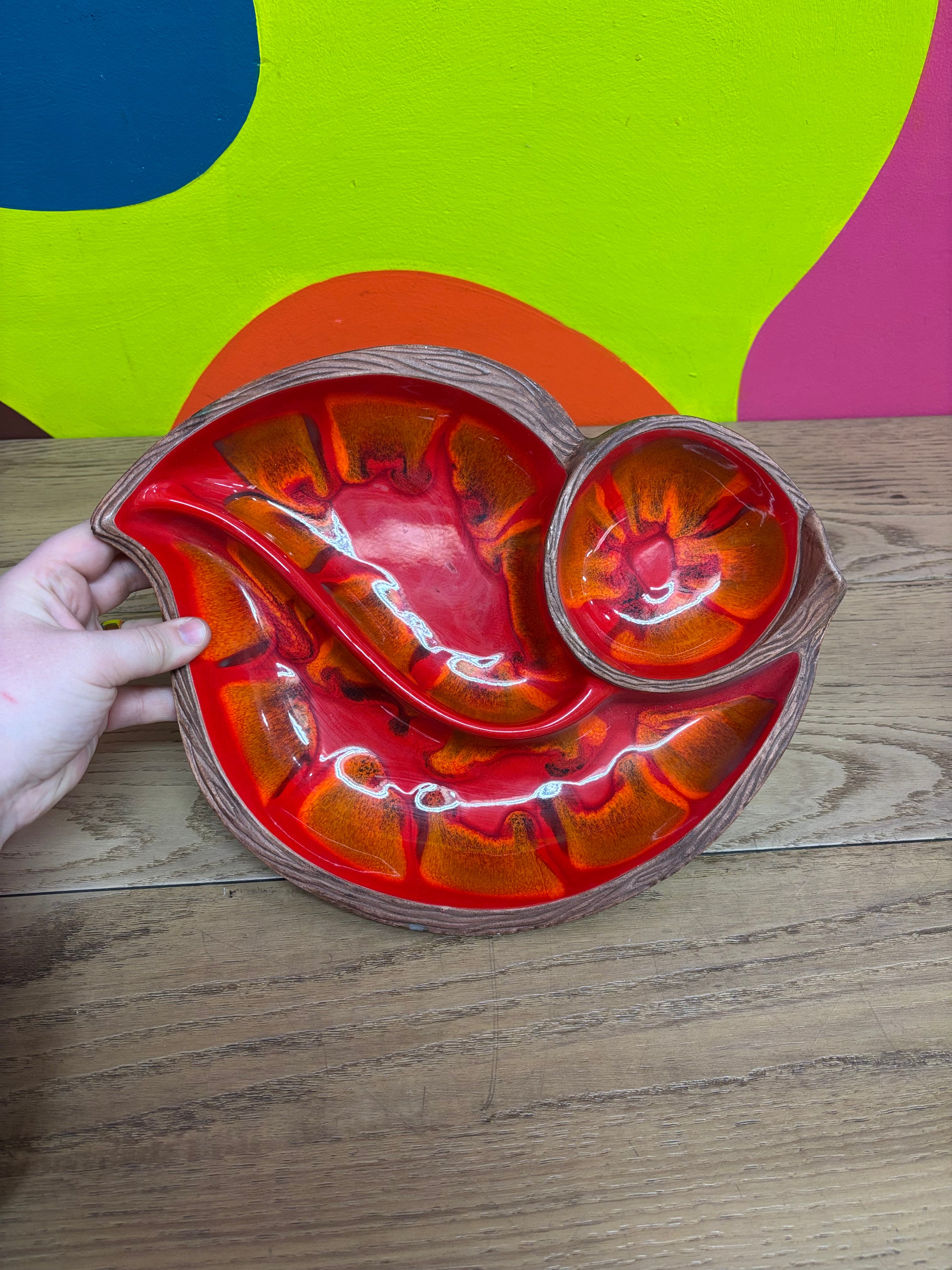 Pottery Chip & Dip Dish