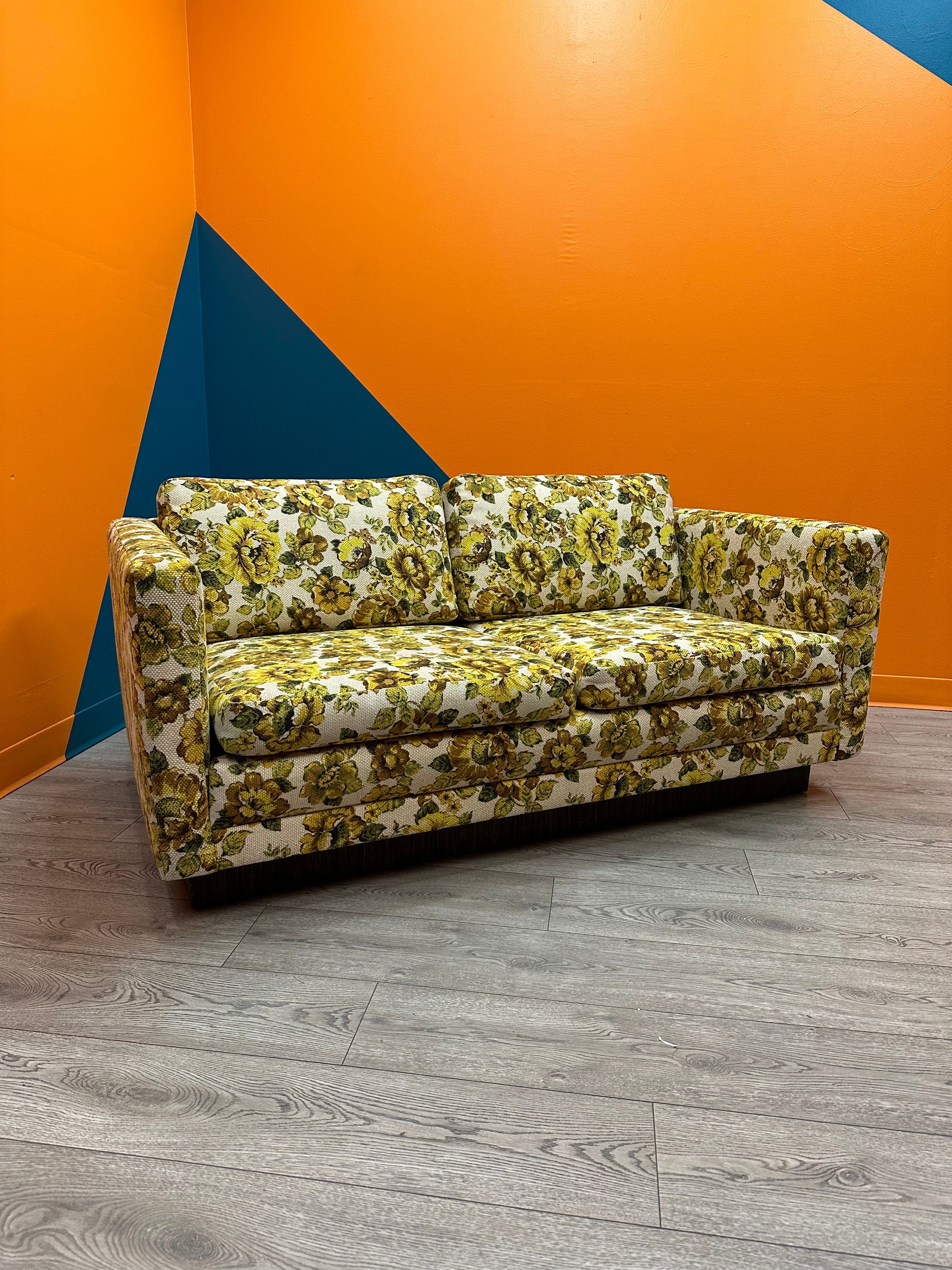 Yellow Floral Fabric Couch