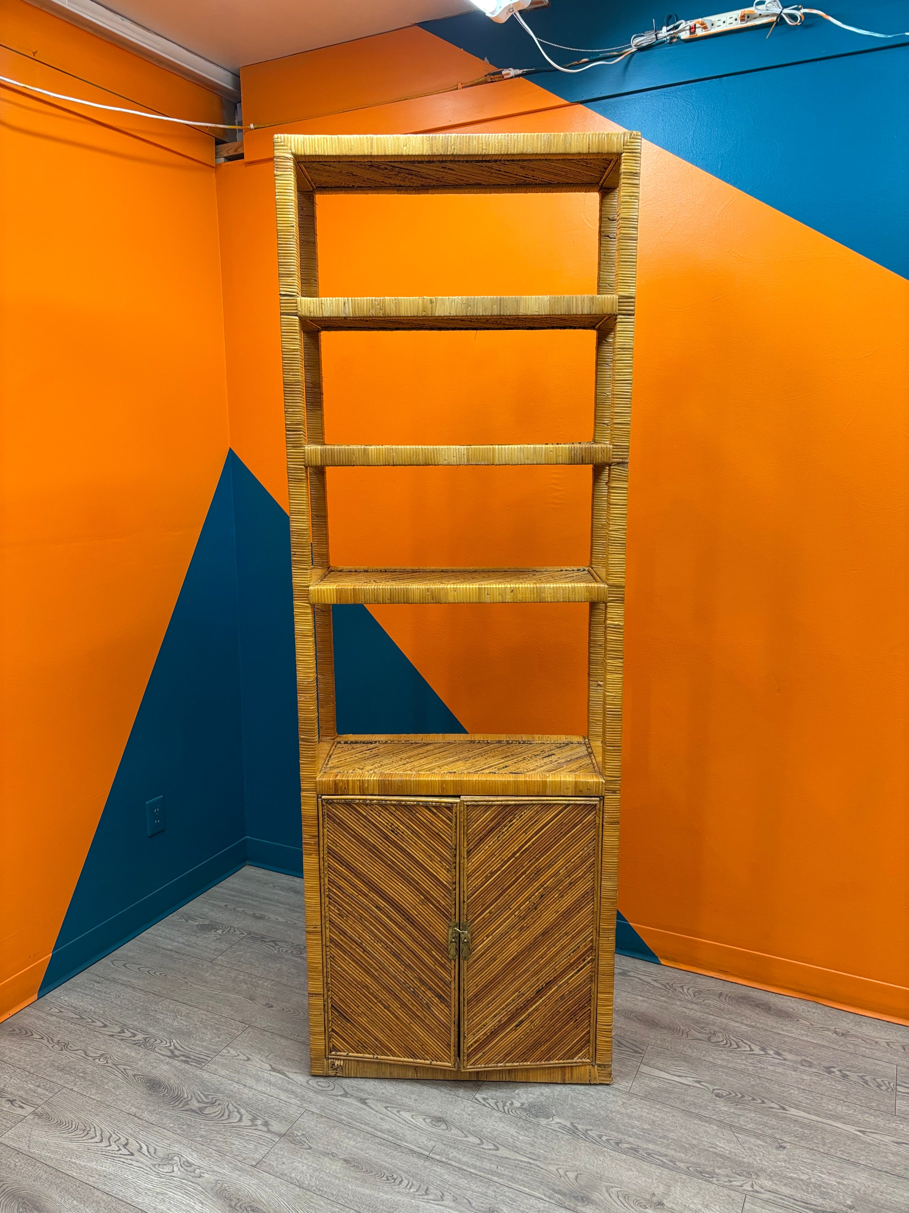 Tall Rattan Shelf