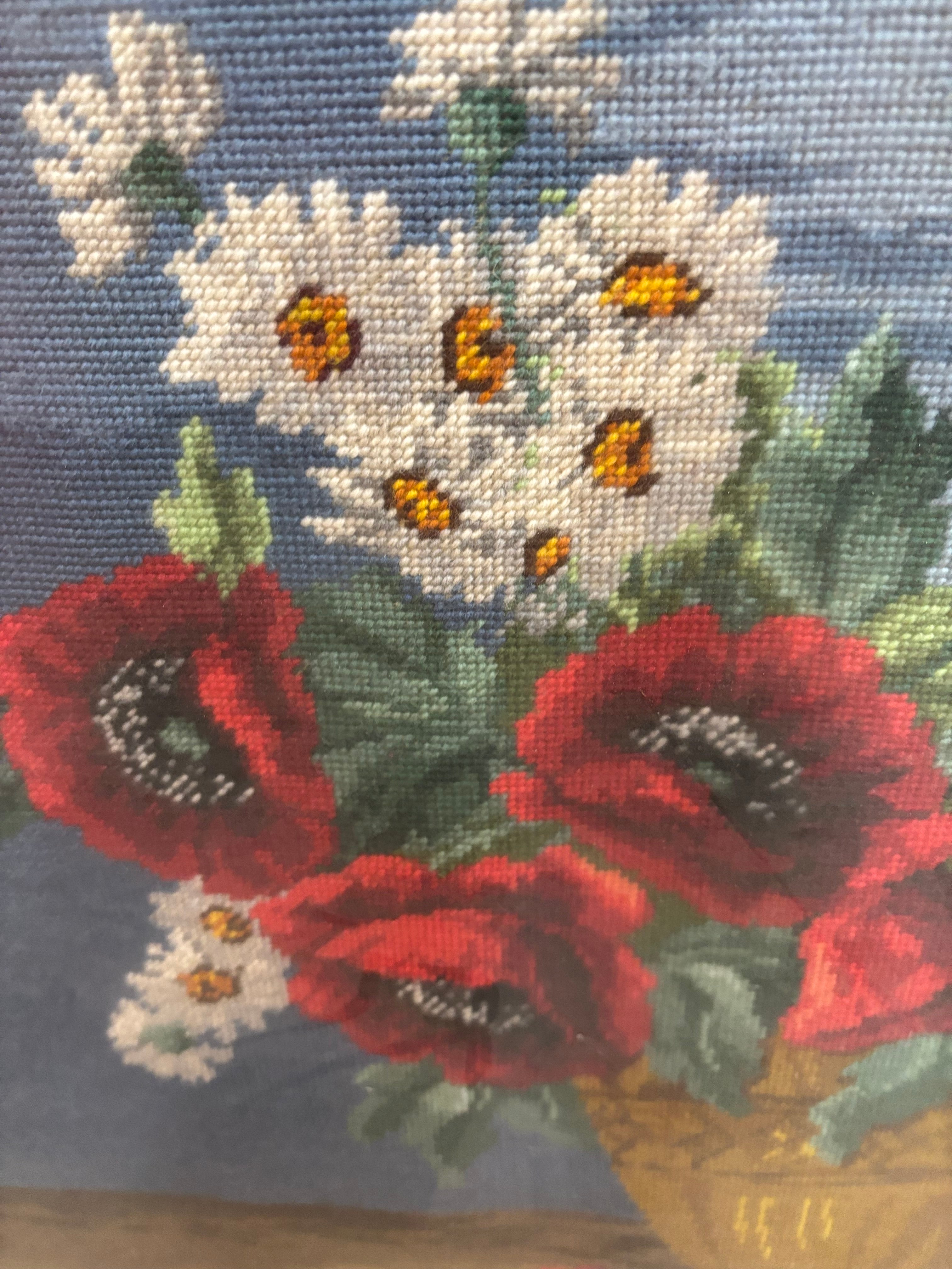 Basket of Poppies Needlepoint by Wiehler Gobelin