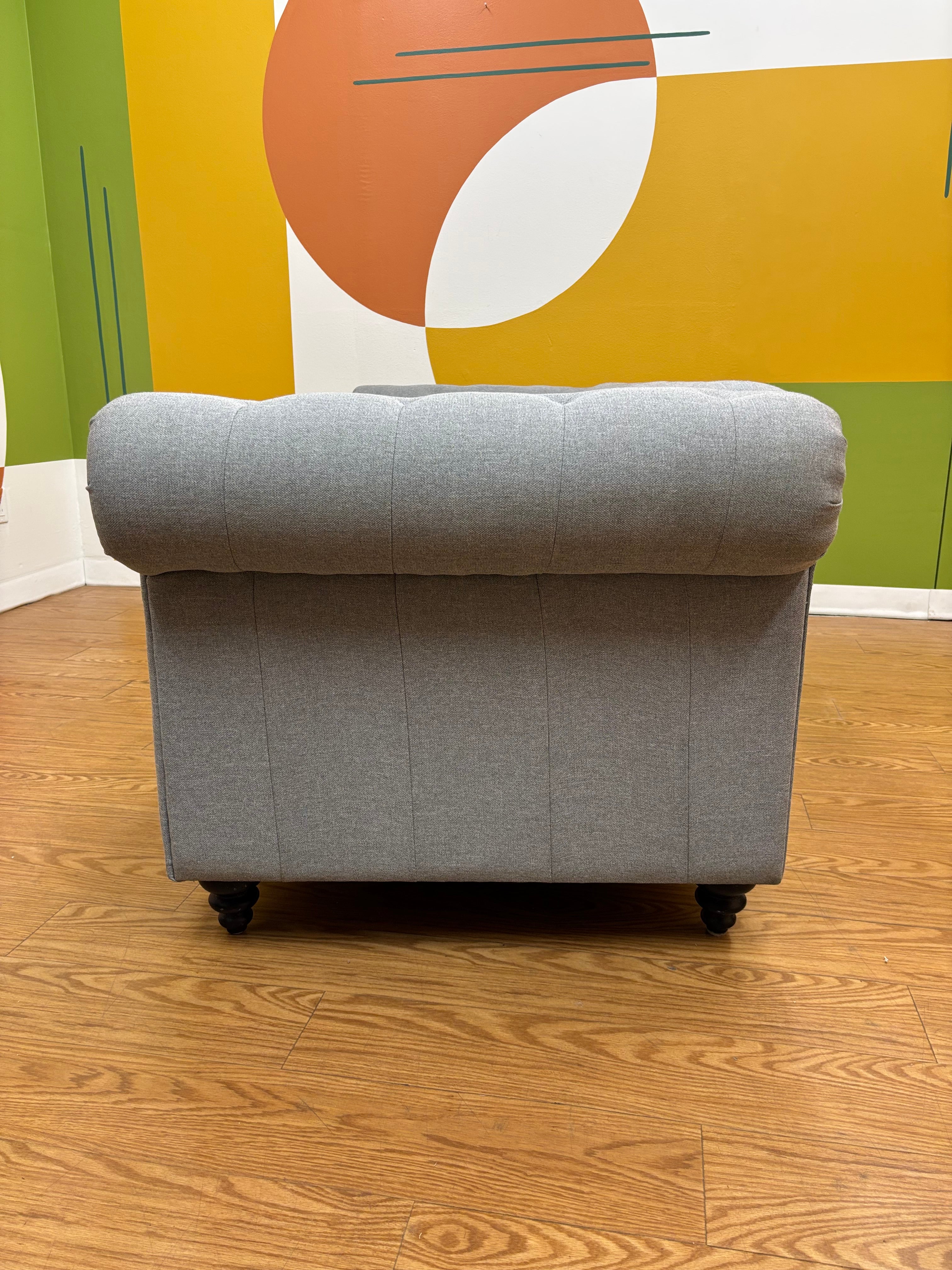 Grey Fabric Loveseat