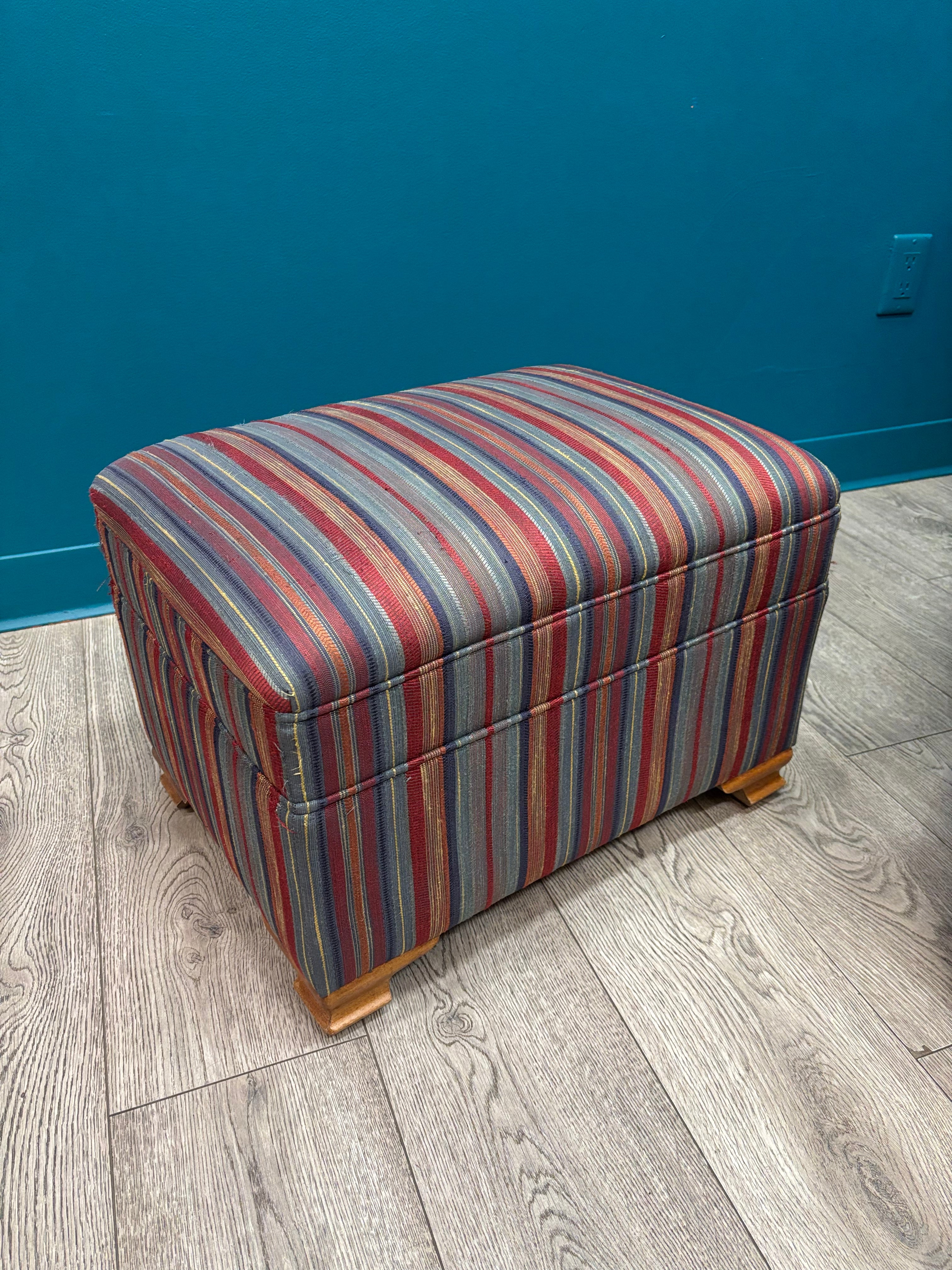 Striped Armchair with Ottoman