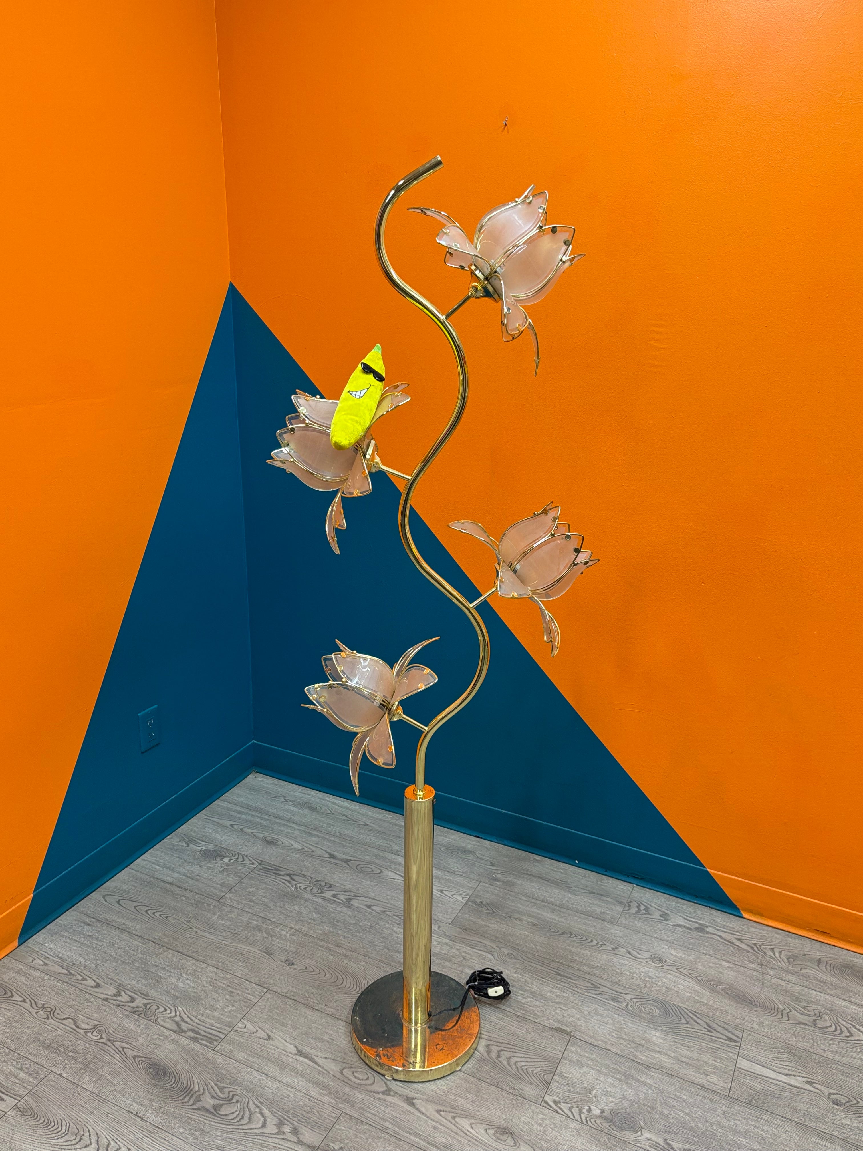 Pink & Gold Floor Lotus Lamp