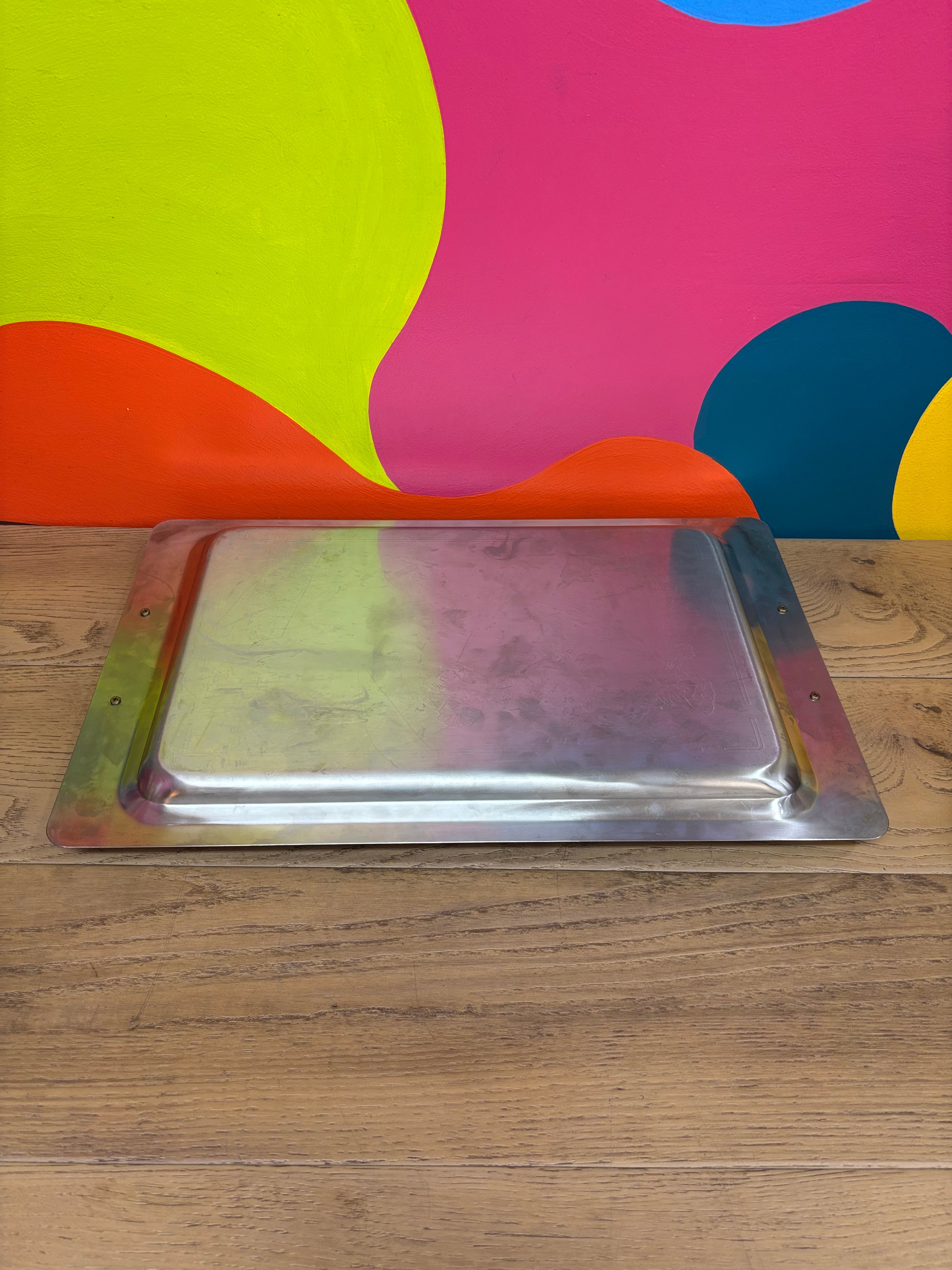 Floral Etched Metal Tray