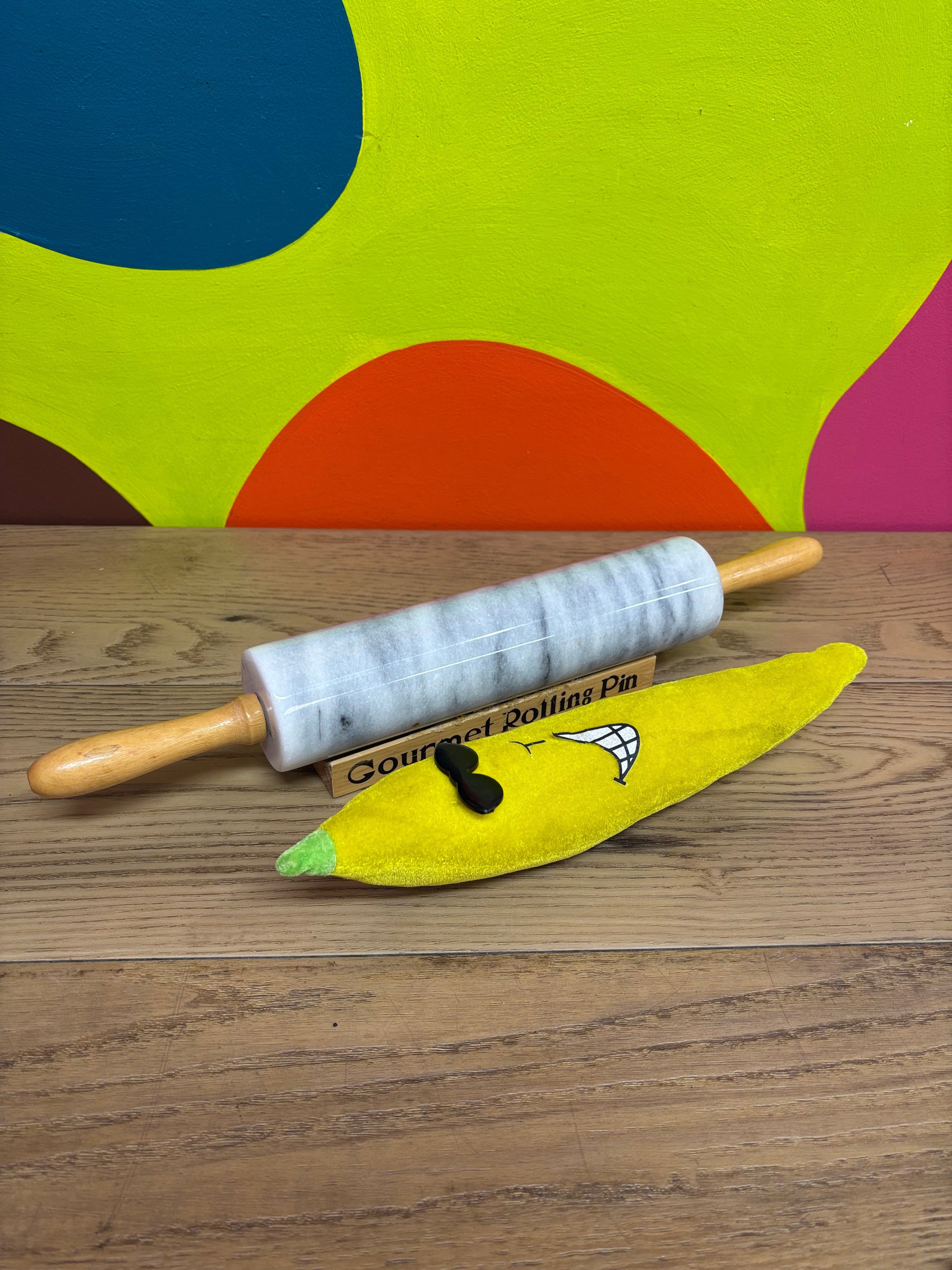 Marble Rolling Pin with Wooden Handles
