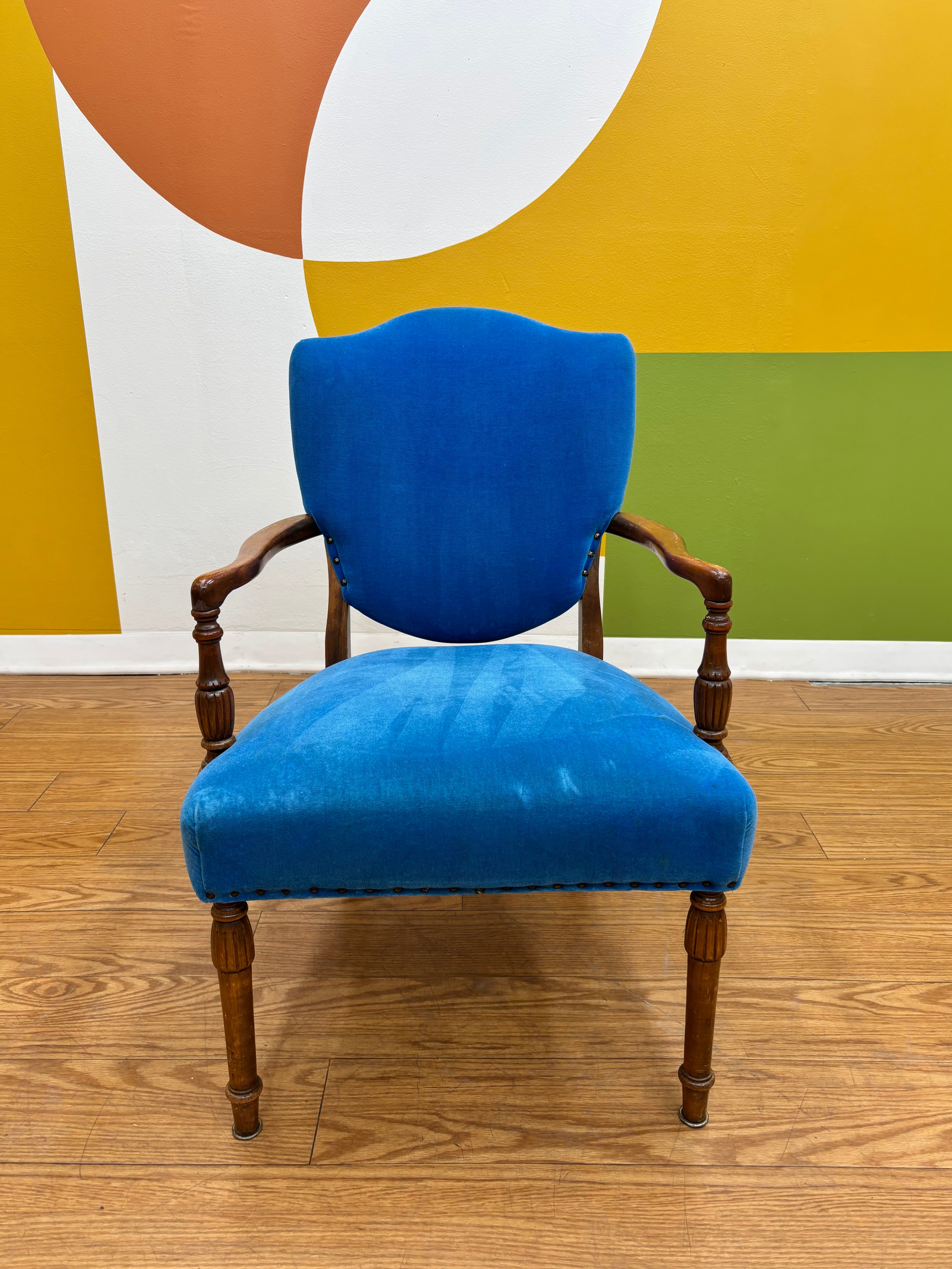 Blue Velvet Armchair