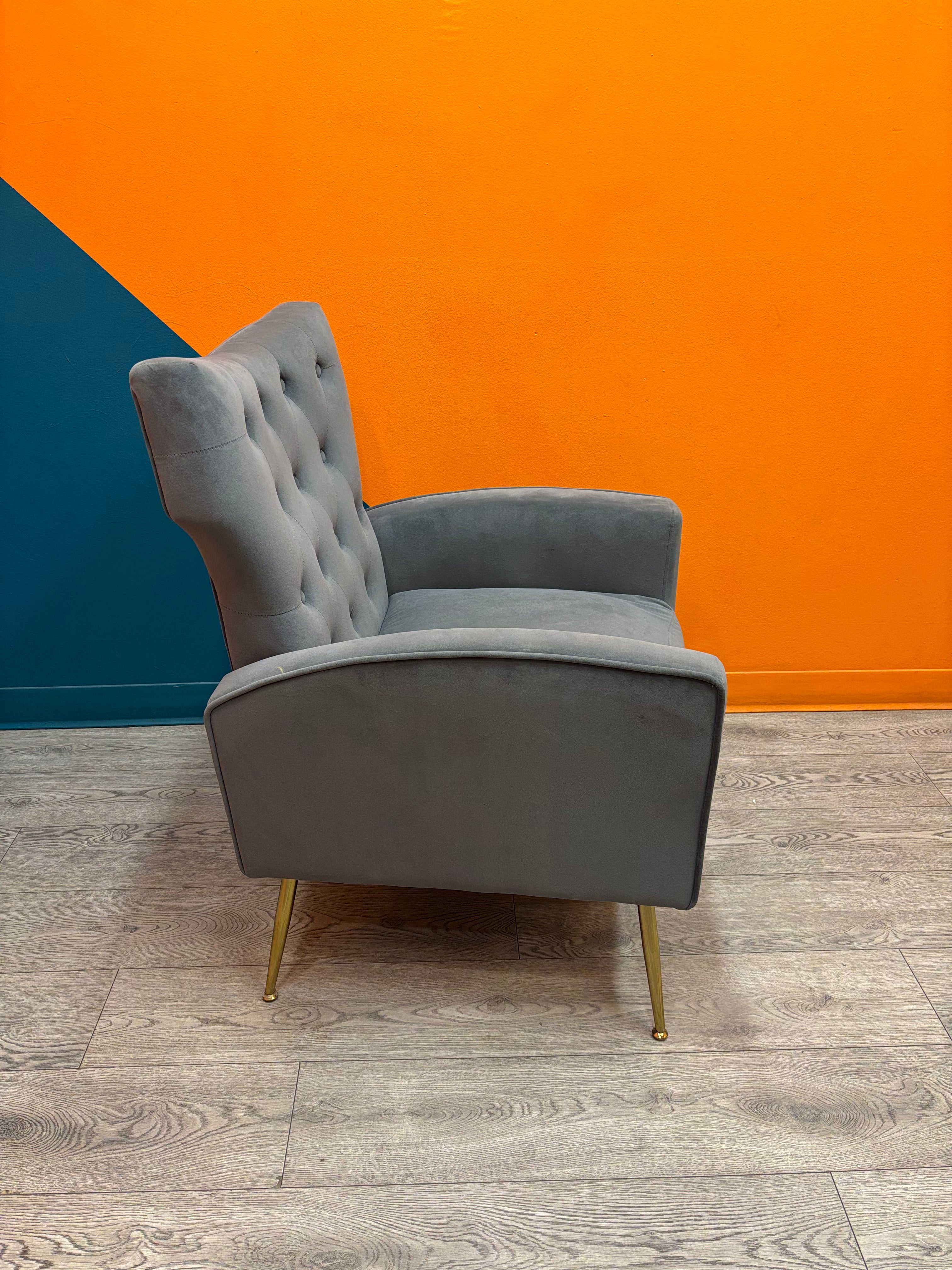 Grey Velvet Armchair (2 available)