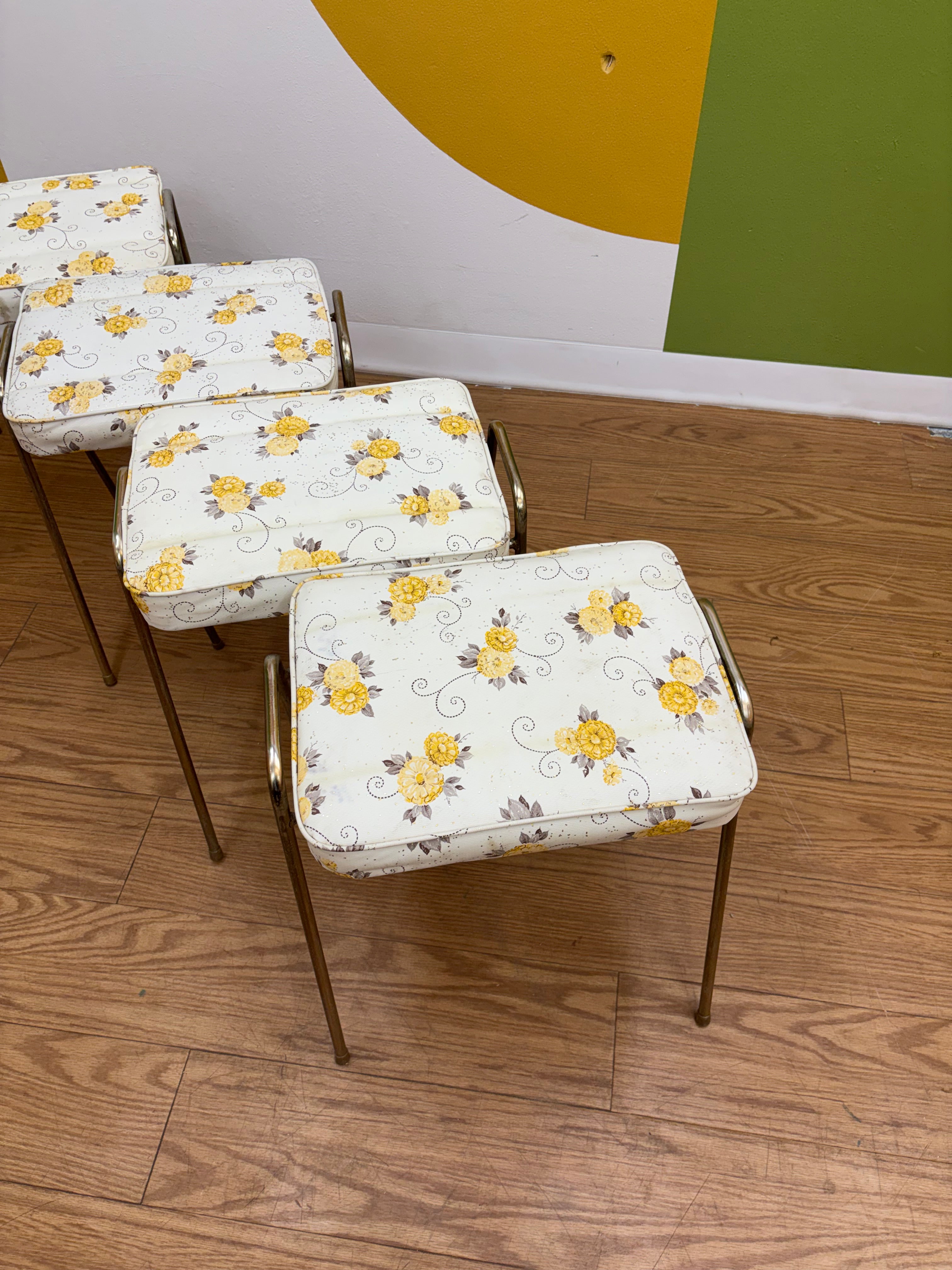 (4) Floral Stacking Stools