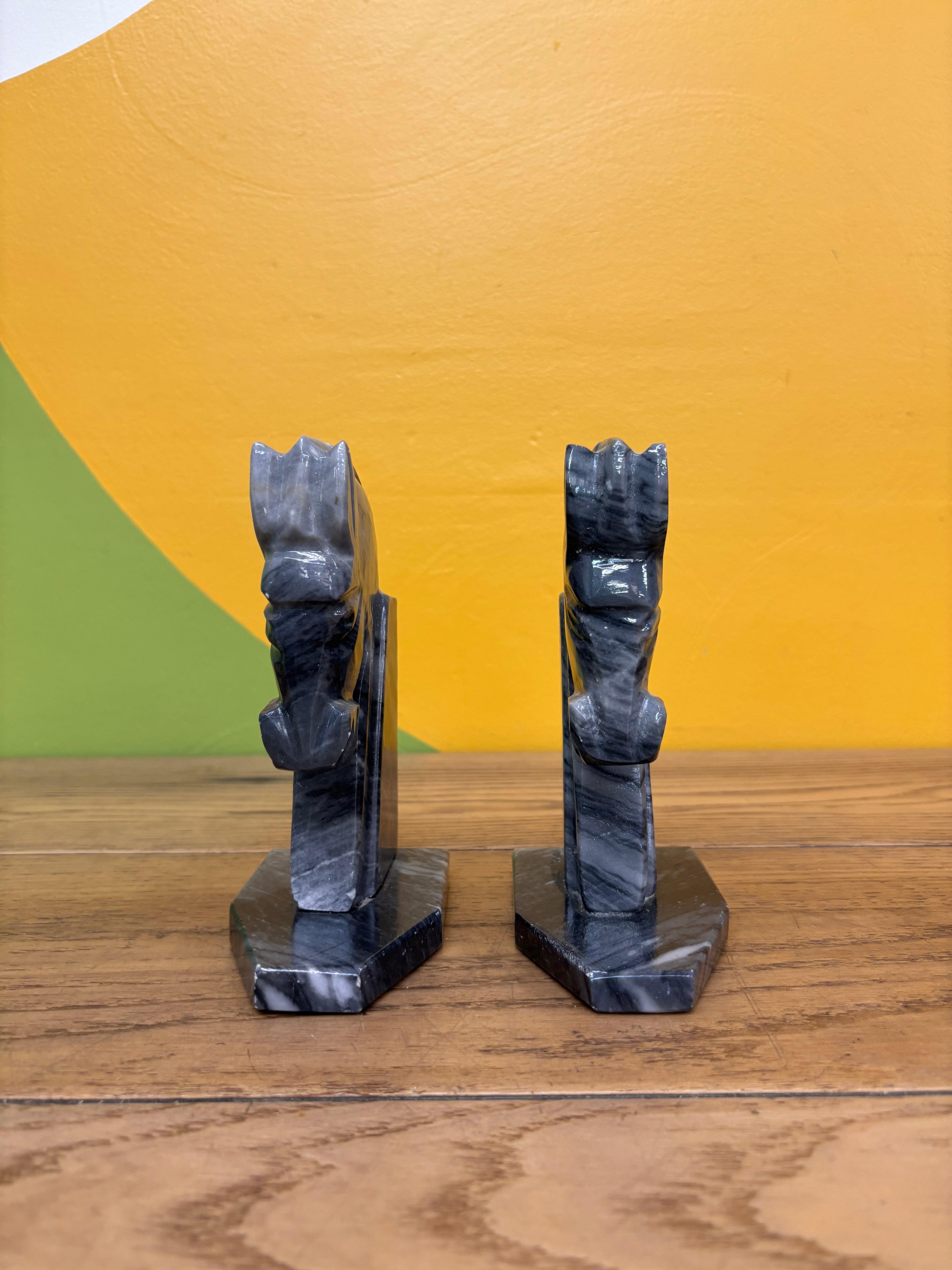 Stone Horse Head Bookends