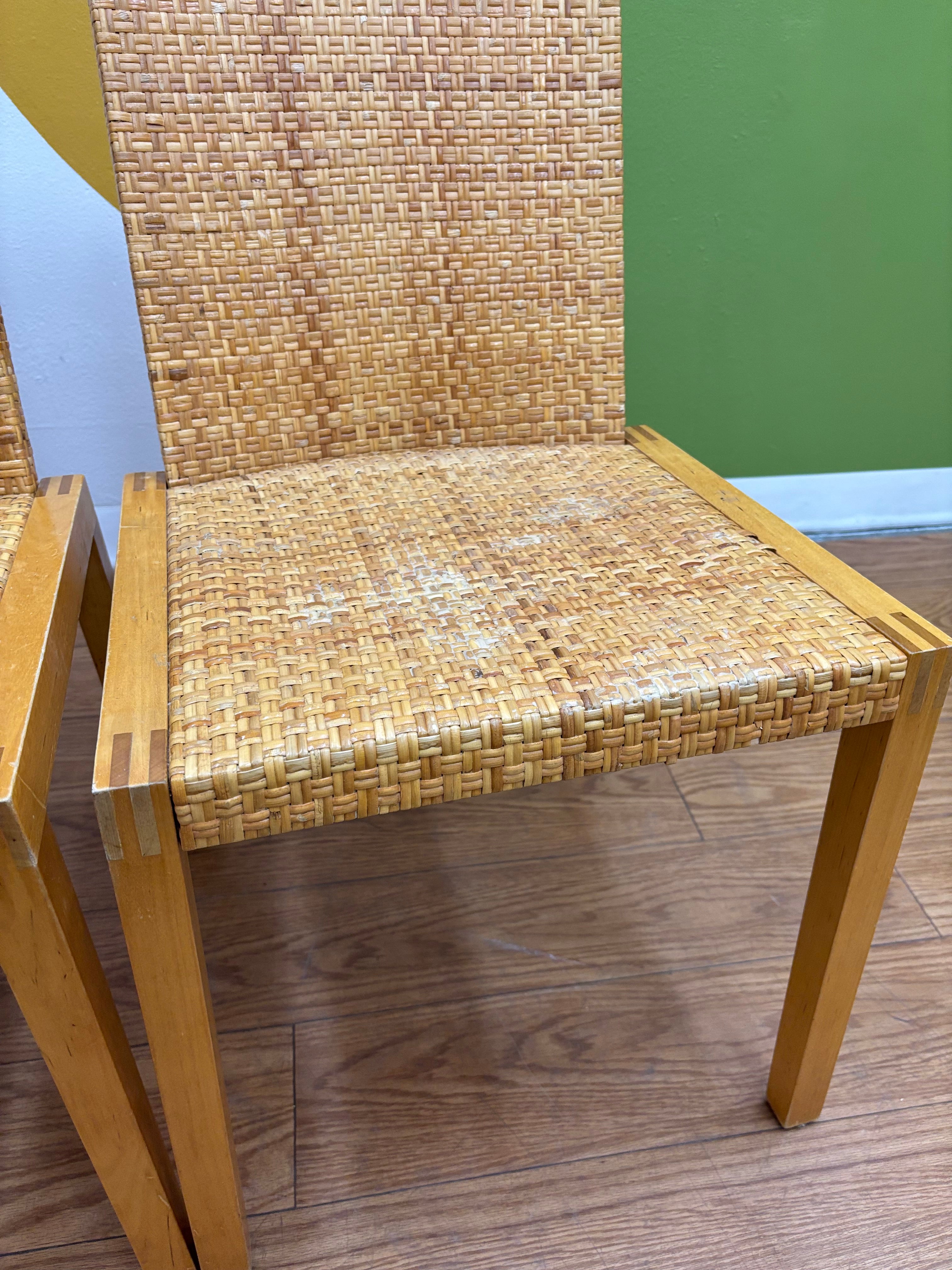 Set of 2 Wicker Dining Chairs