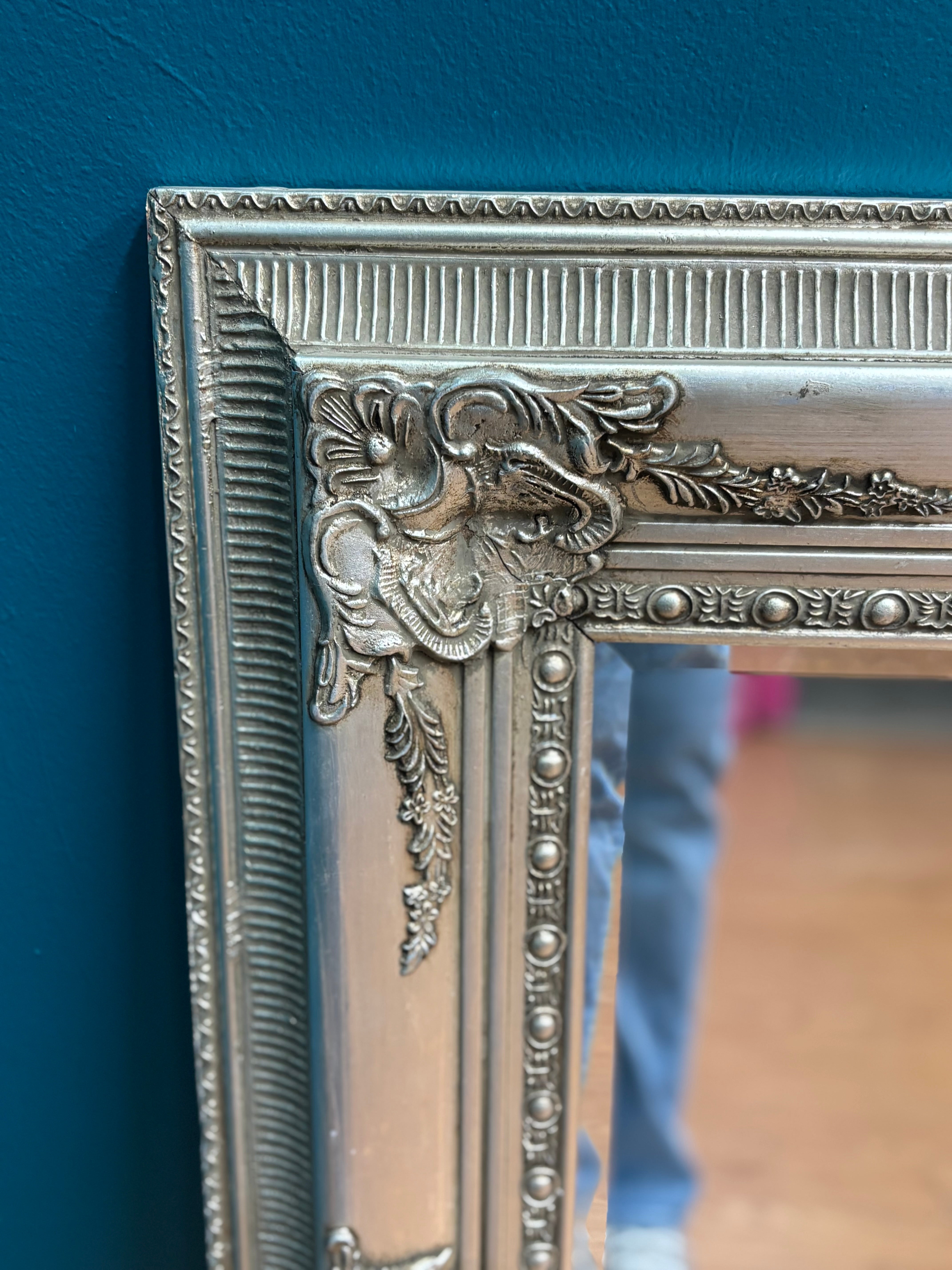 Carved Silver Large Wall Mirror