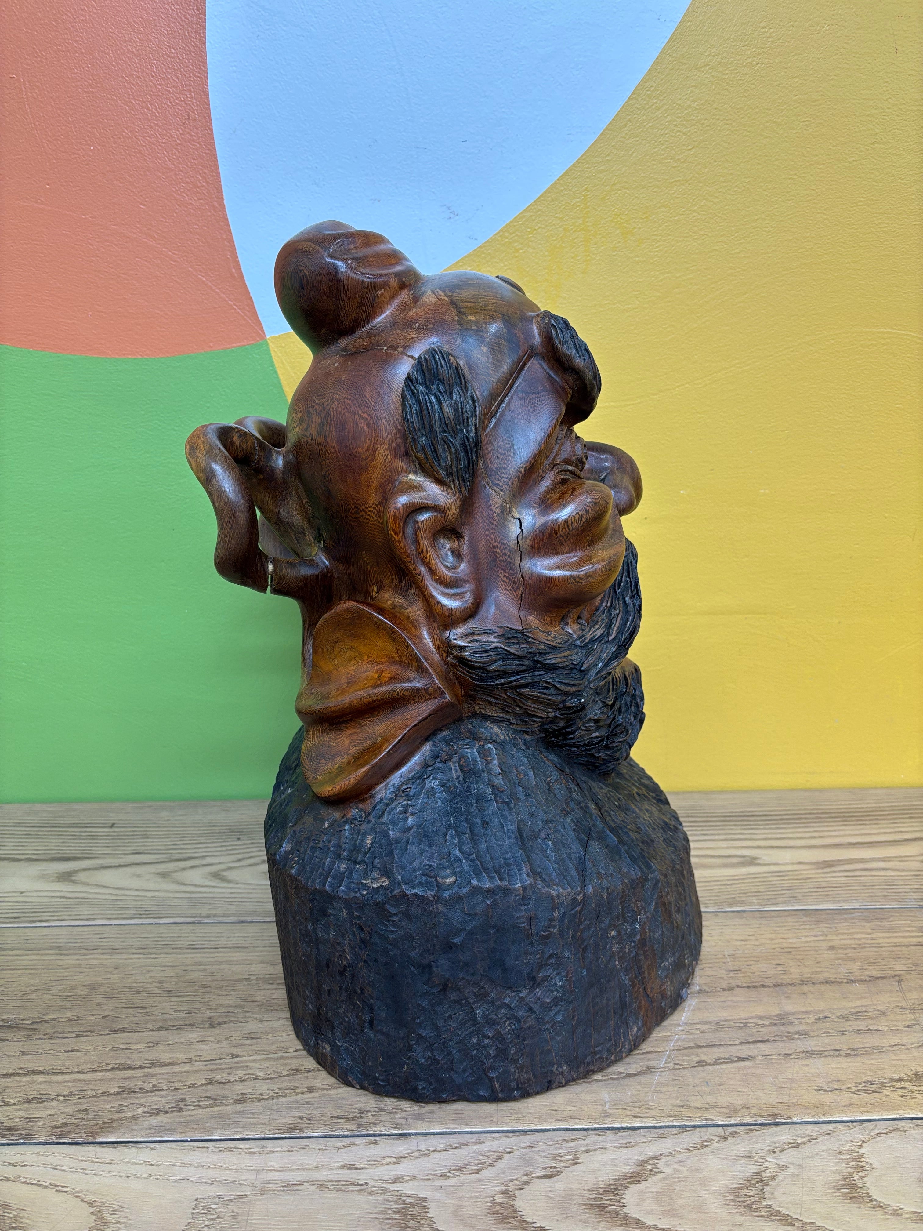 Wood Carved Head Sculpture