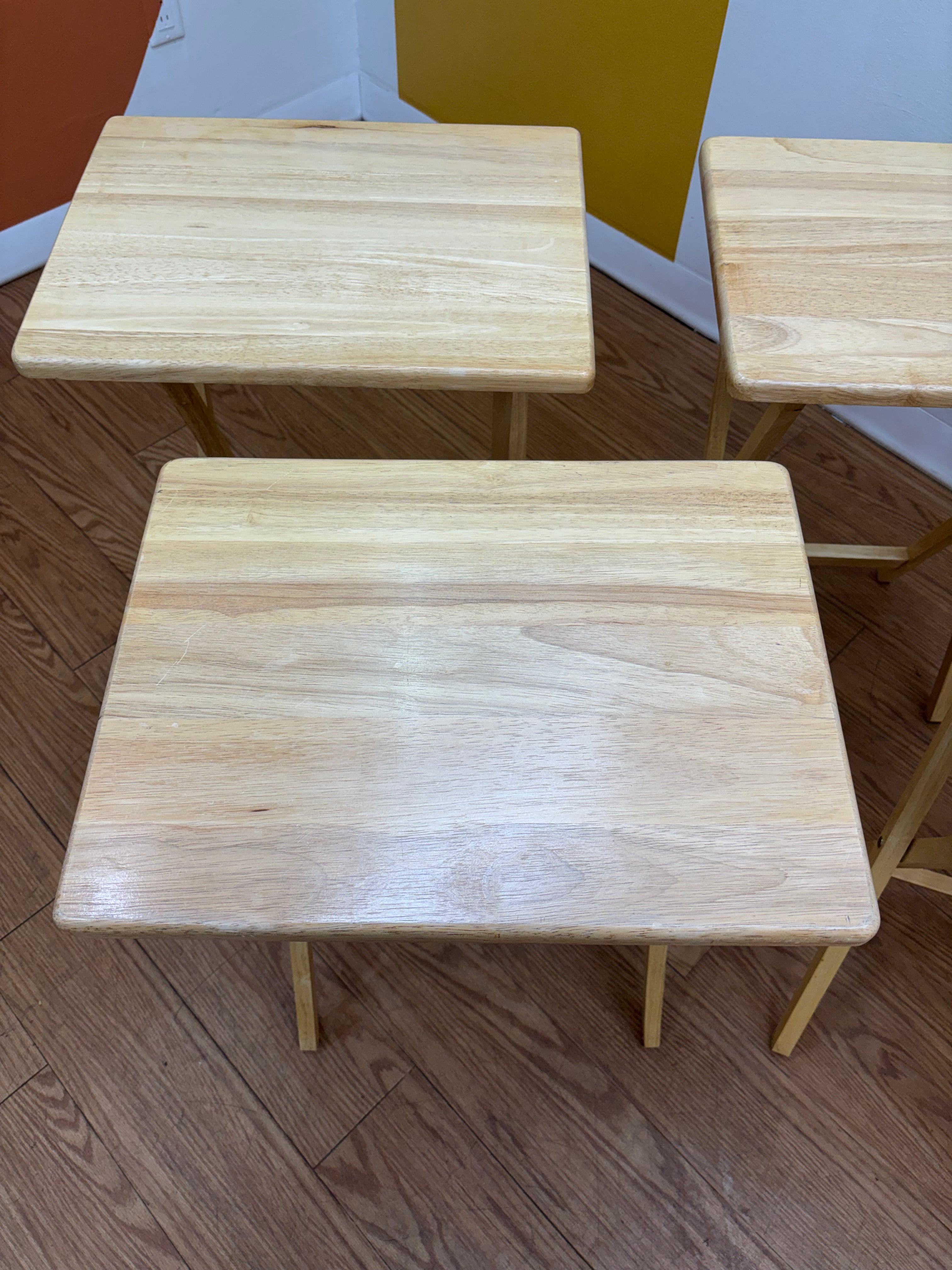 Set of 4 Wood TV Trays