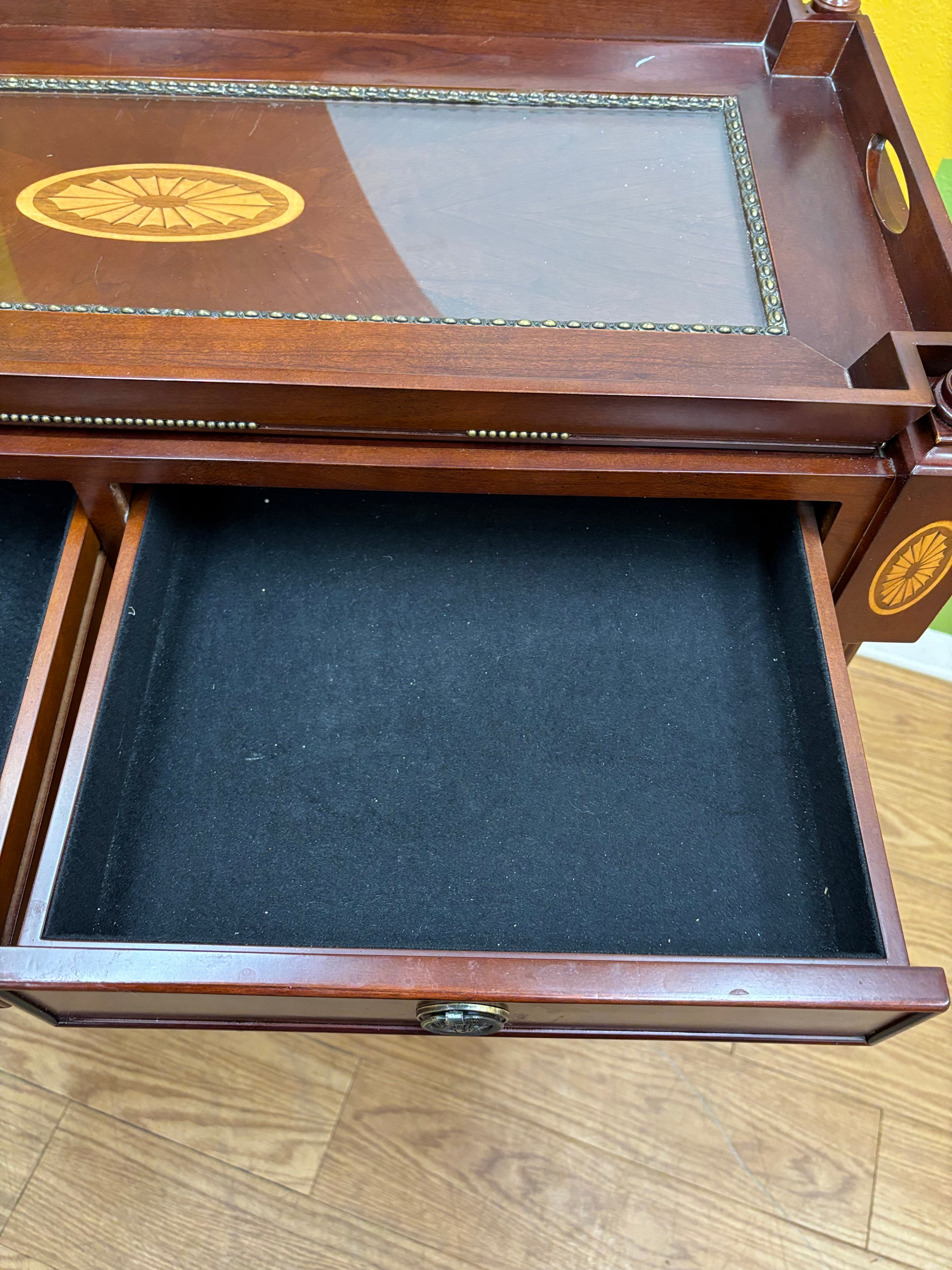 Mahogany Post Rolling Serving Cart
