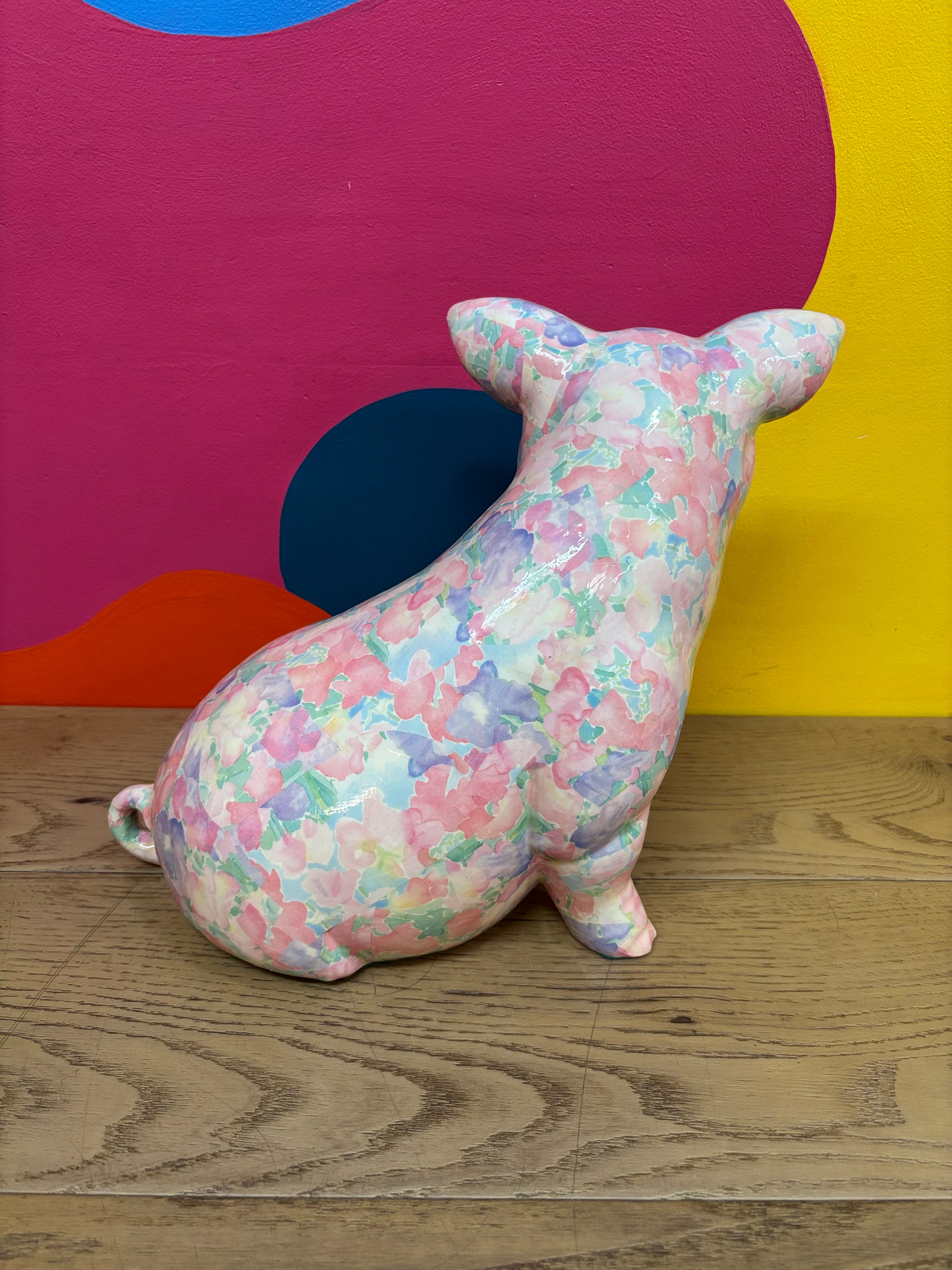 Large Ceramic Pig Figurine