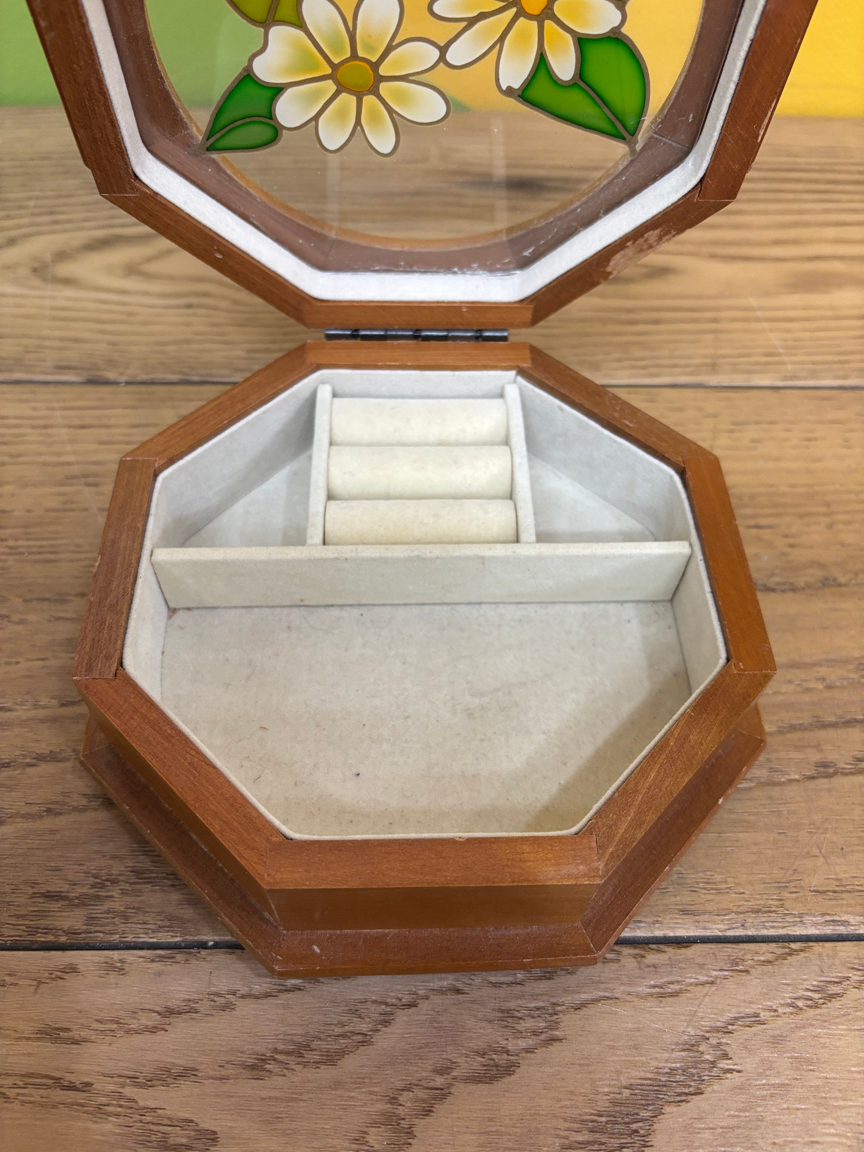 Stained Glass Wood Jewelry Box