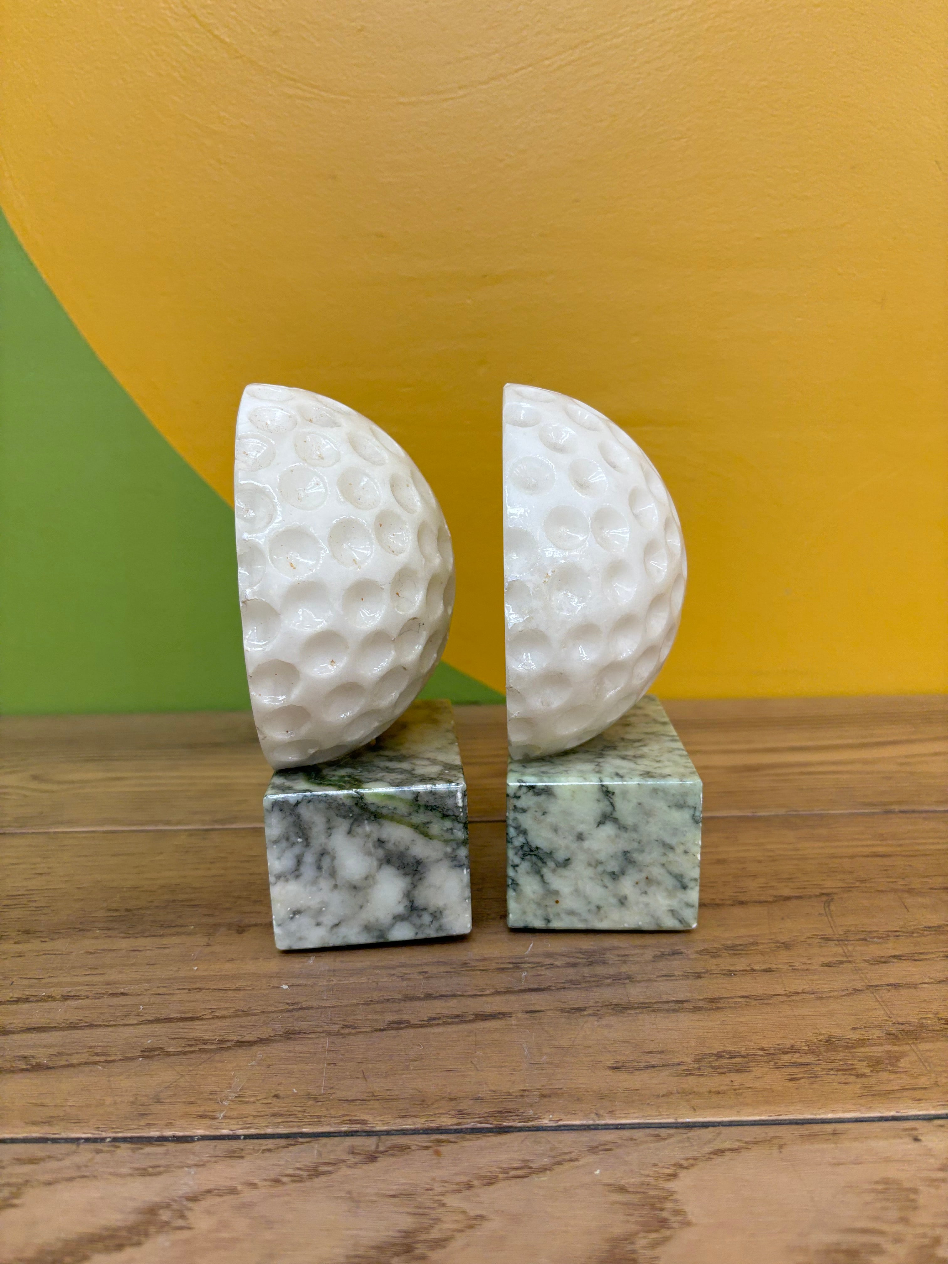 Alabaster Golf Ball Bookends