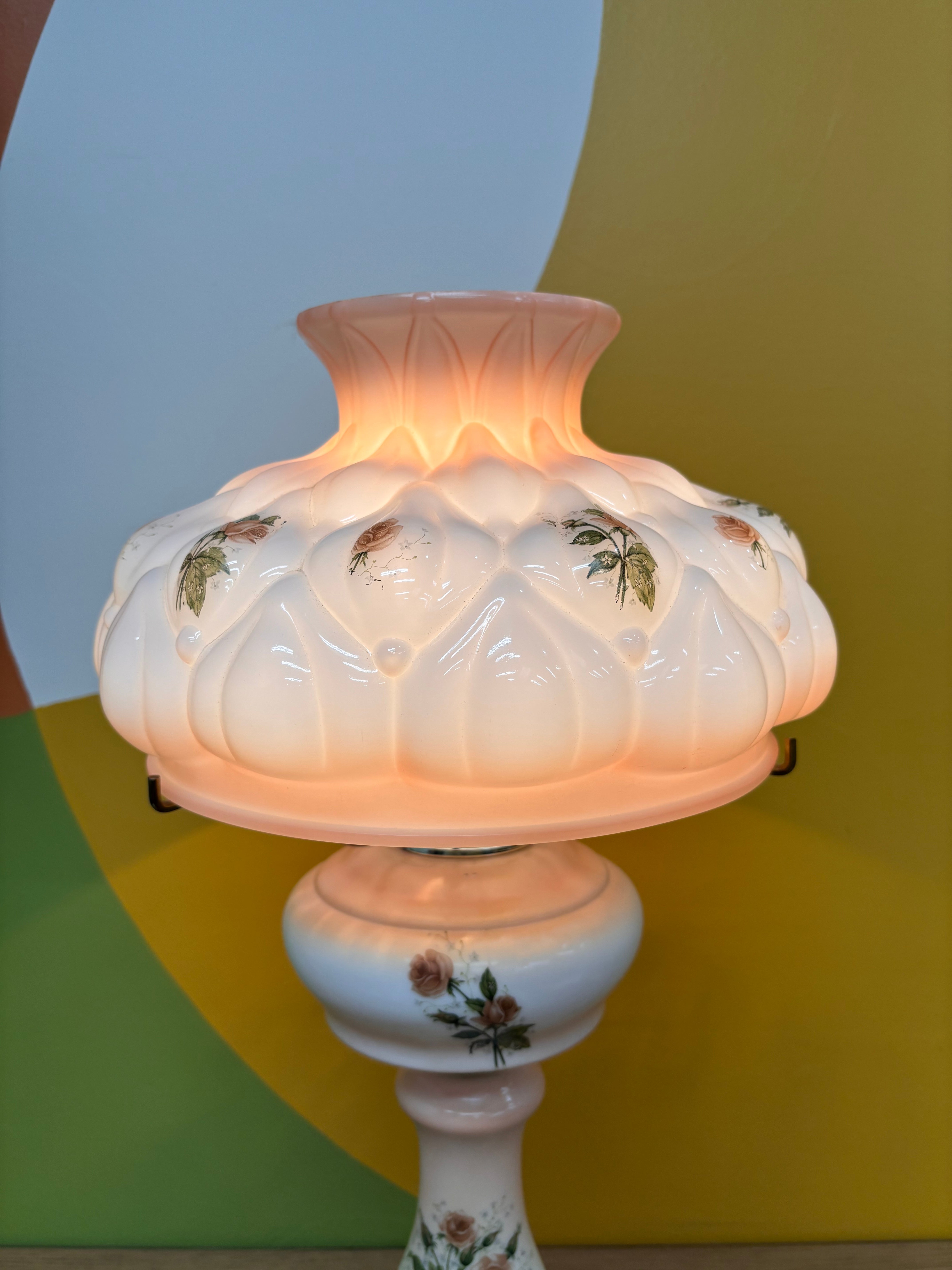 Pink "Gone with the Wind" Style Hurricane Lamp