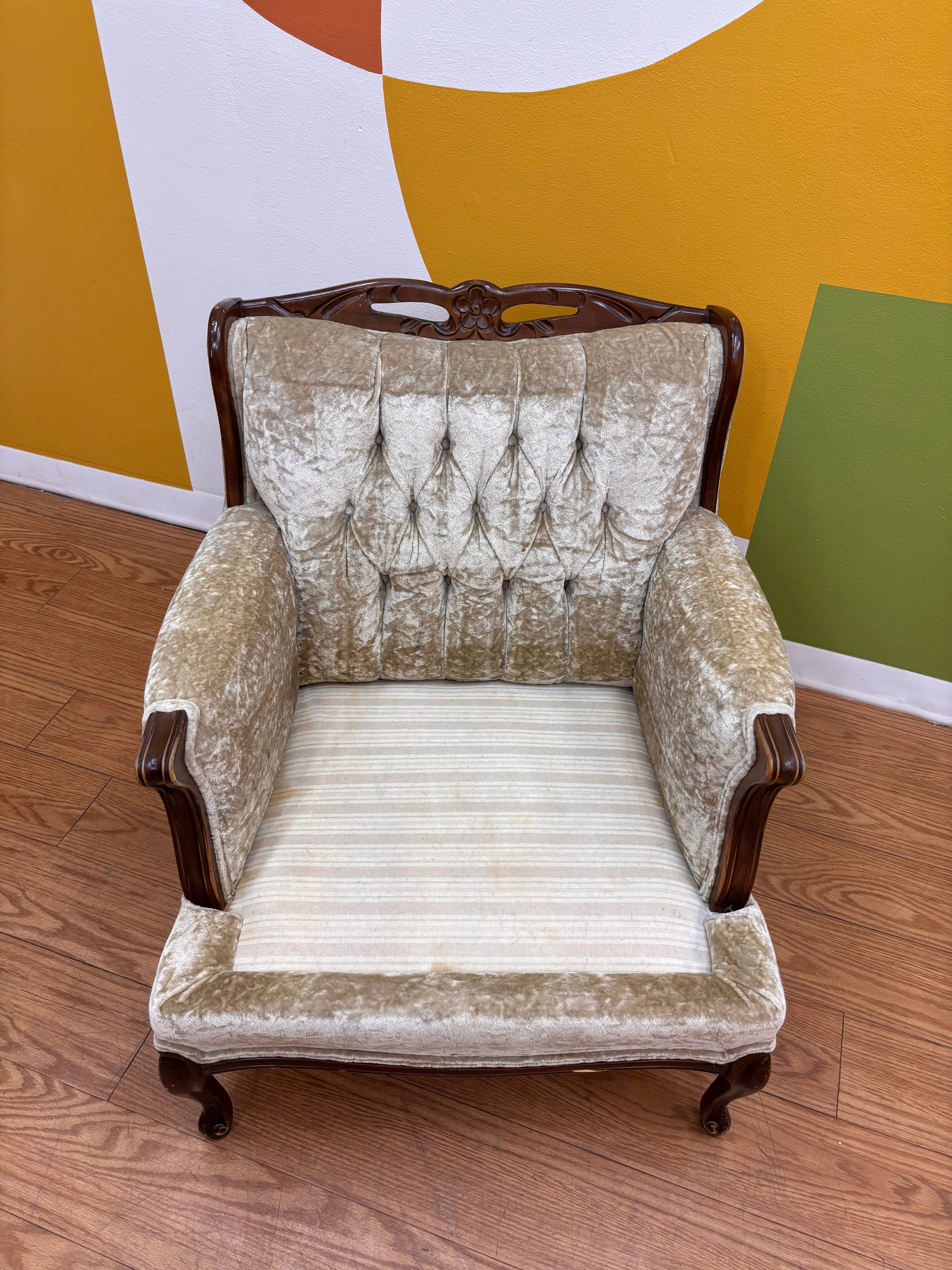 Beige Tufted Accent Chair