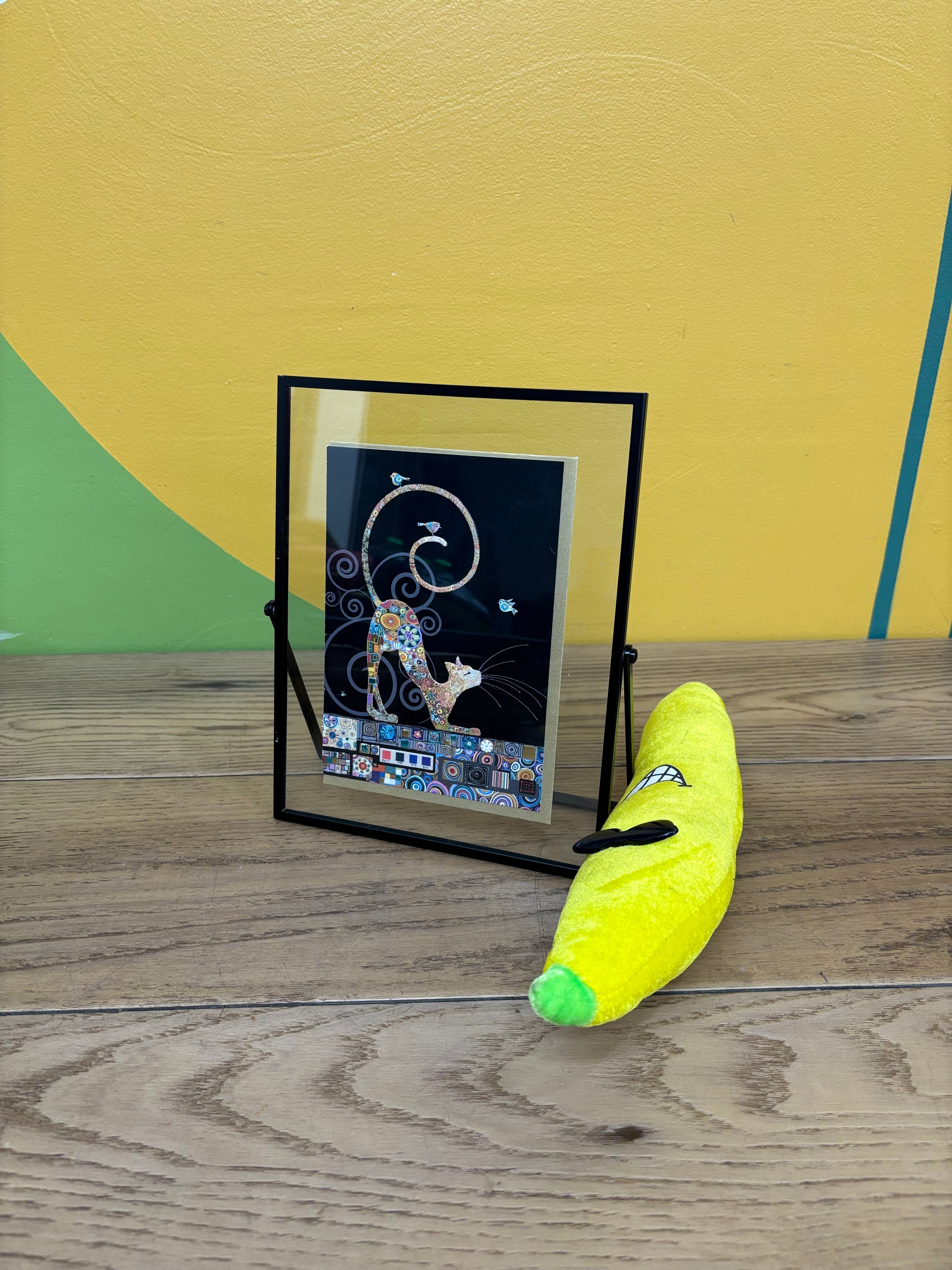 Cat with Bird Framed Card