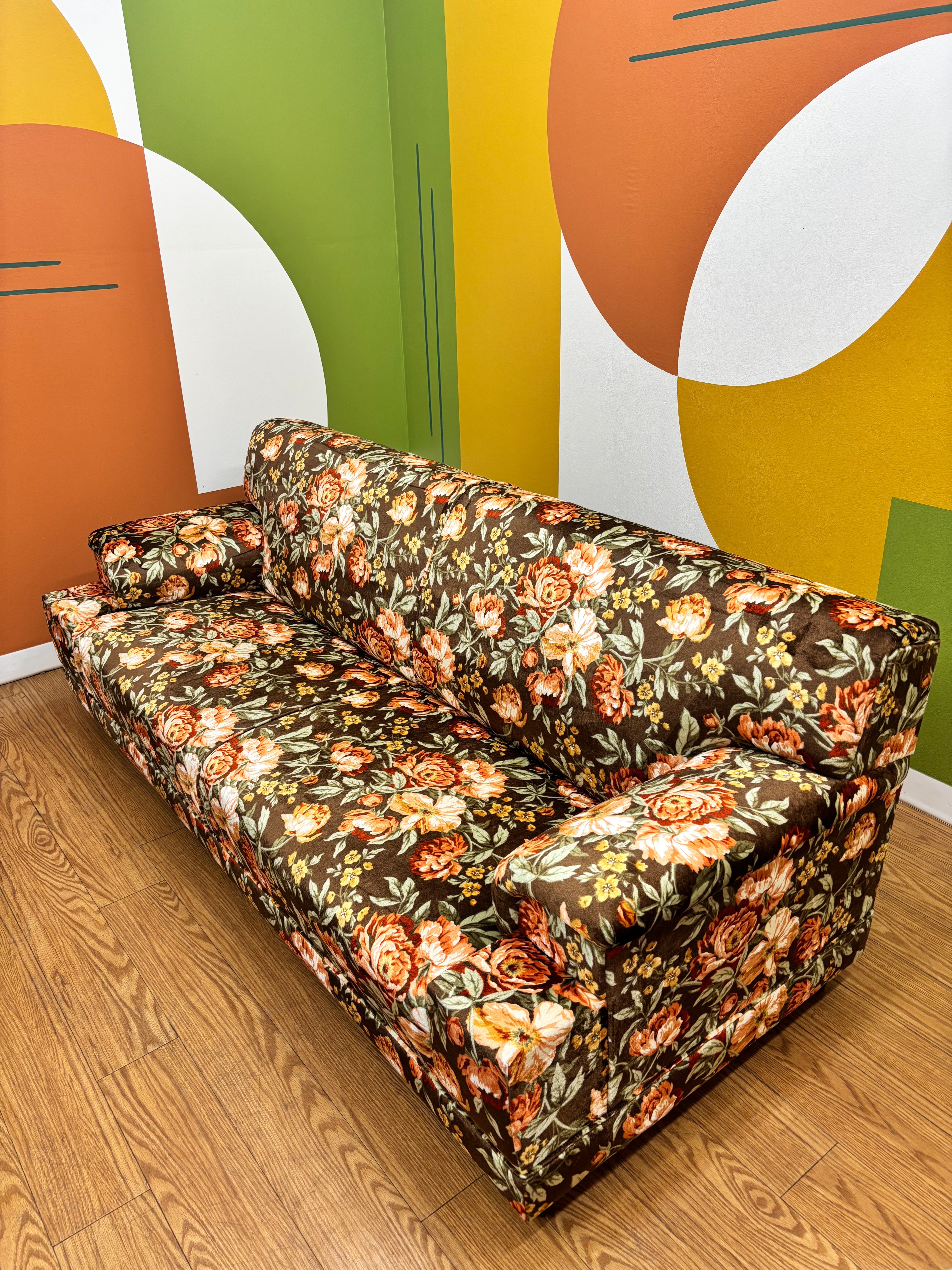 Brown Floral Sofa