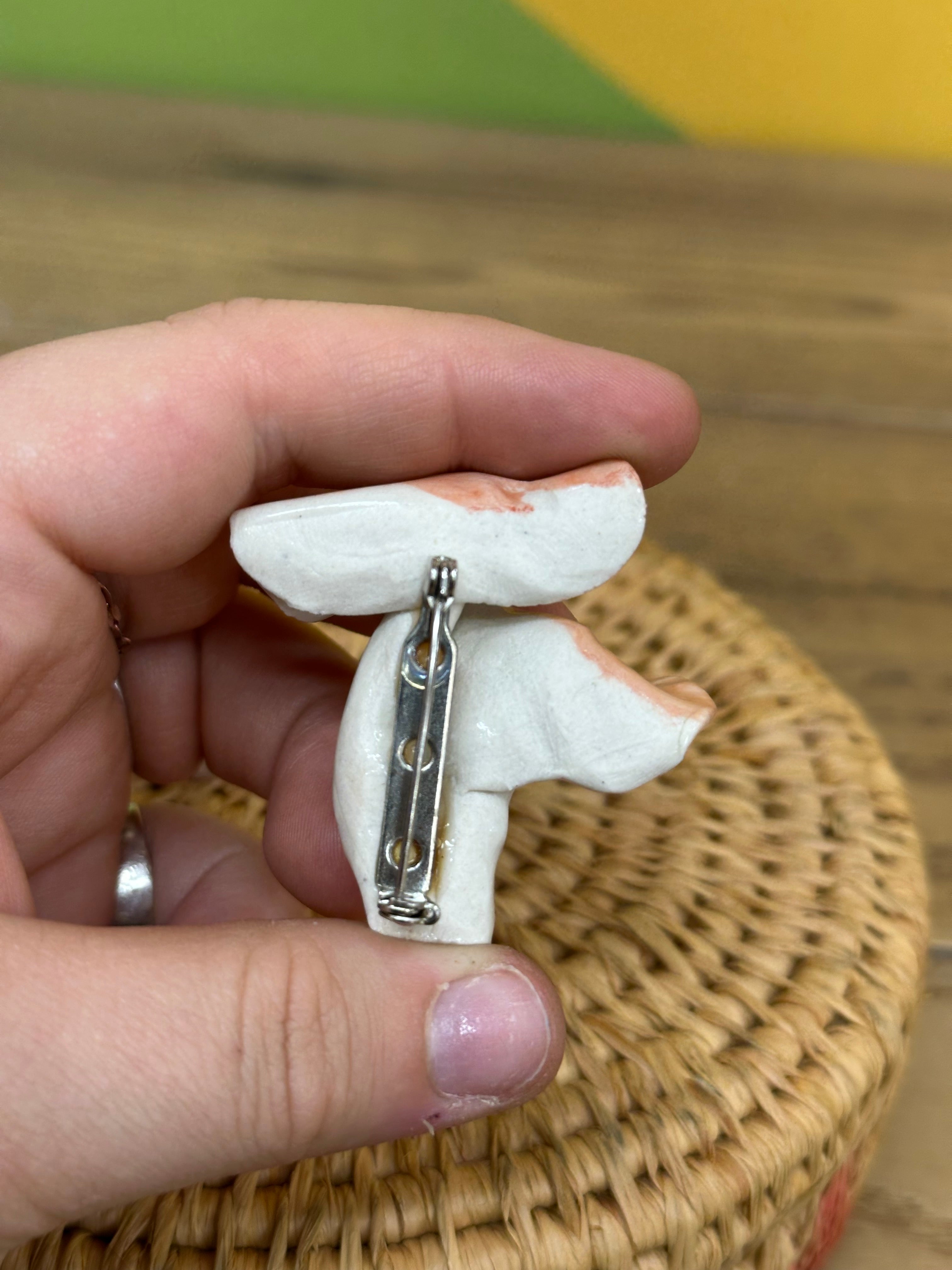 (3) Ceramic Mushroom Brooches