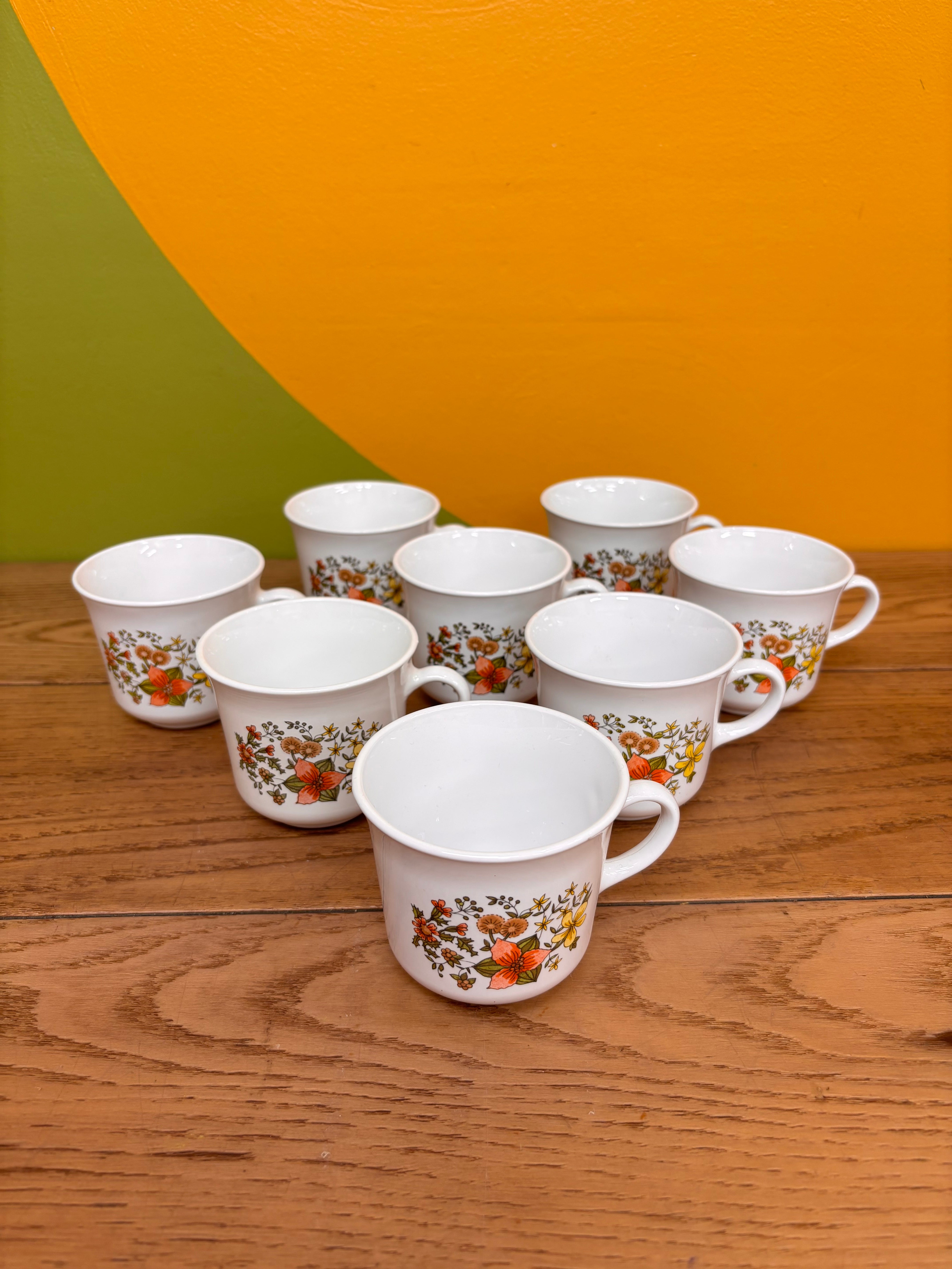 Set of 8 Corning Floral Mugs