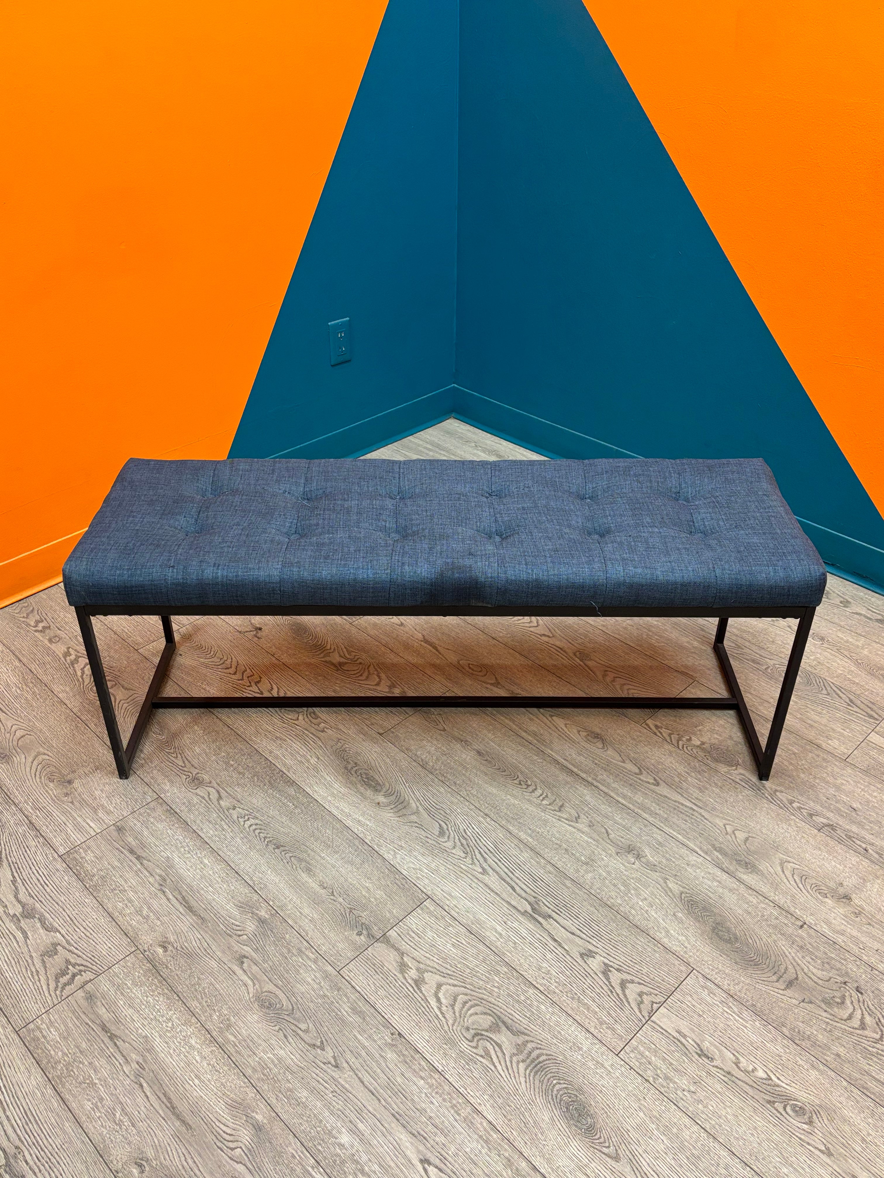 Blue Fabric Bench