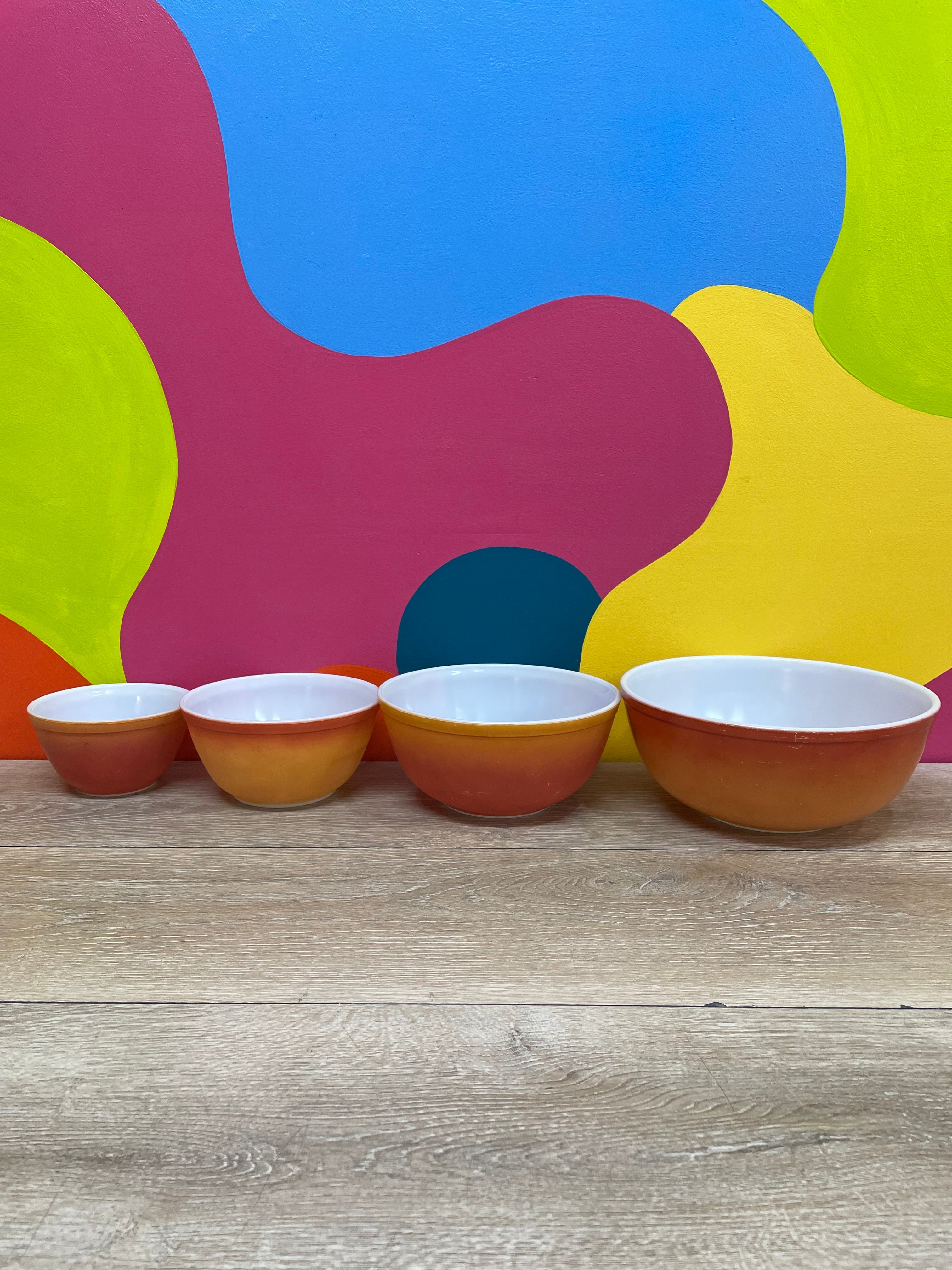 Pyrex Flameglo Nesting Bowls (4)