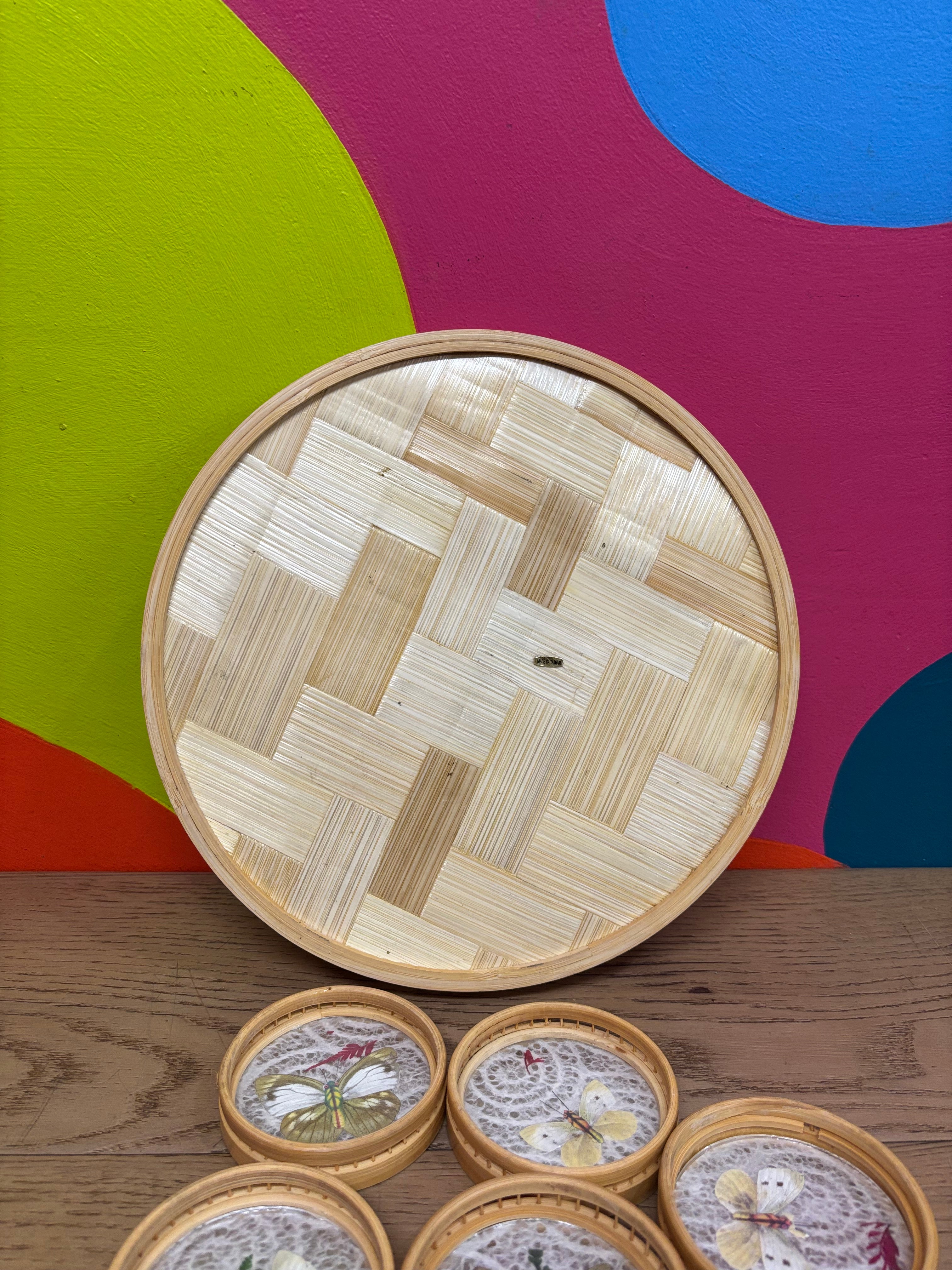 Pressed Butterfly Tray & Coasters