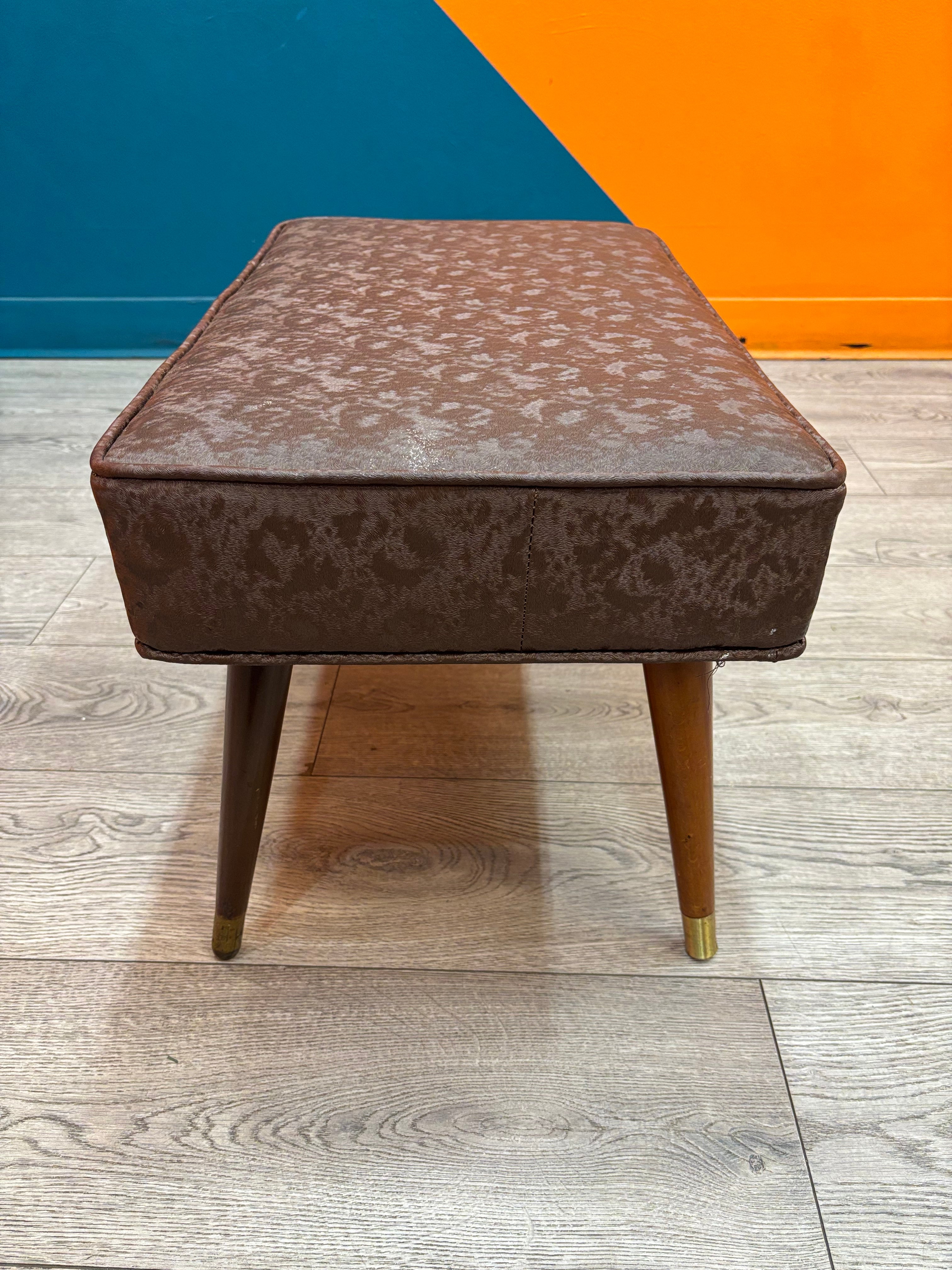 Brown Vinyl Ottoman