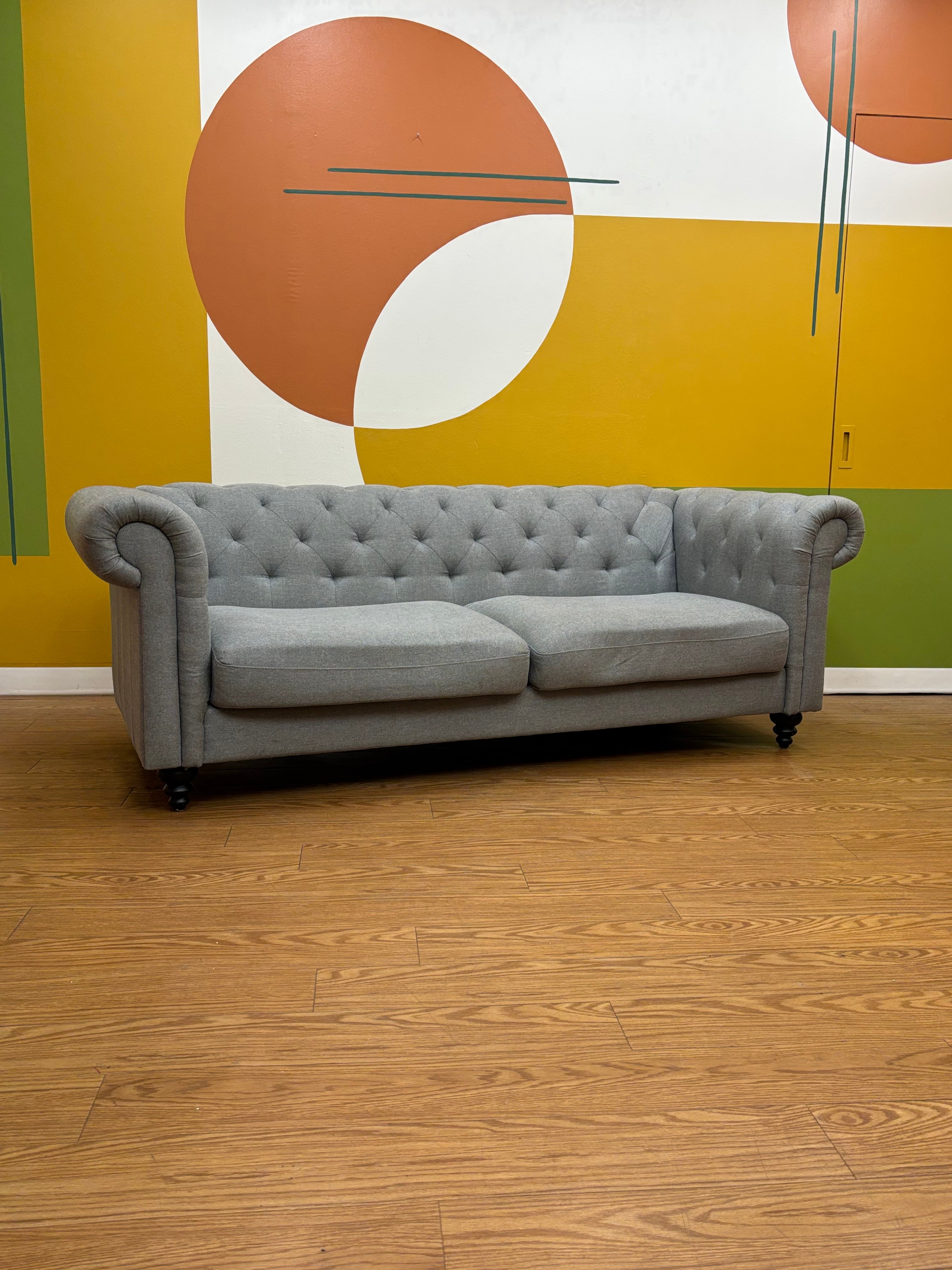 Grey Fabric Loveseat