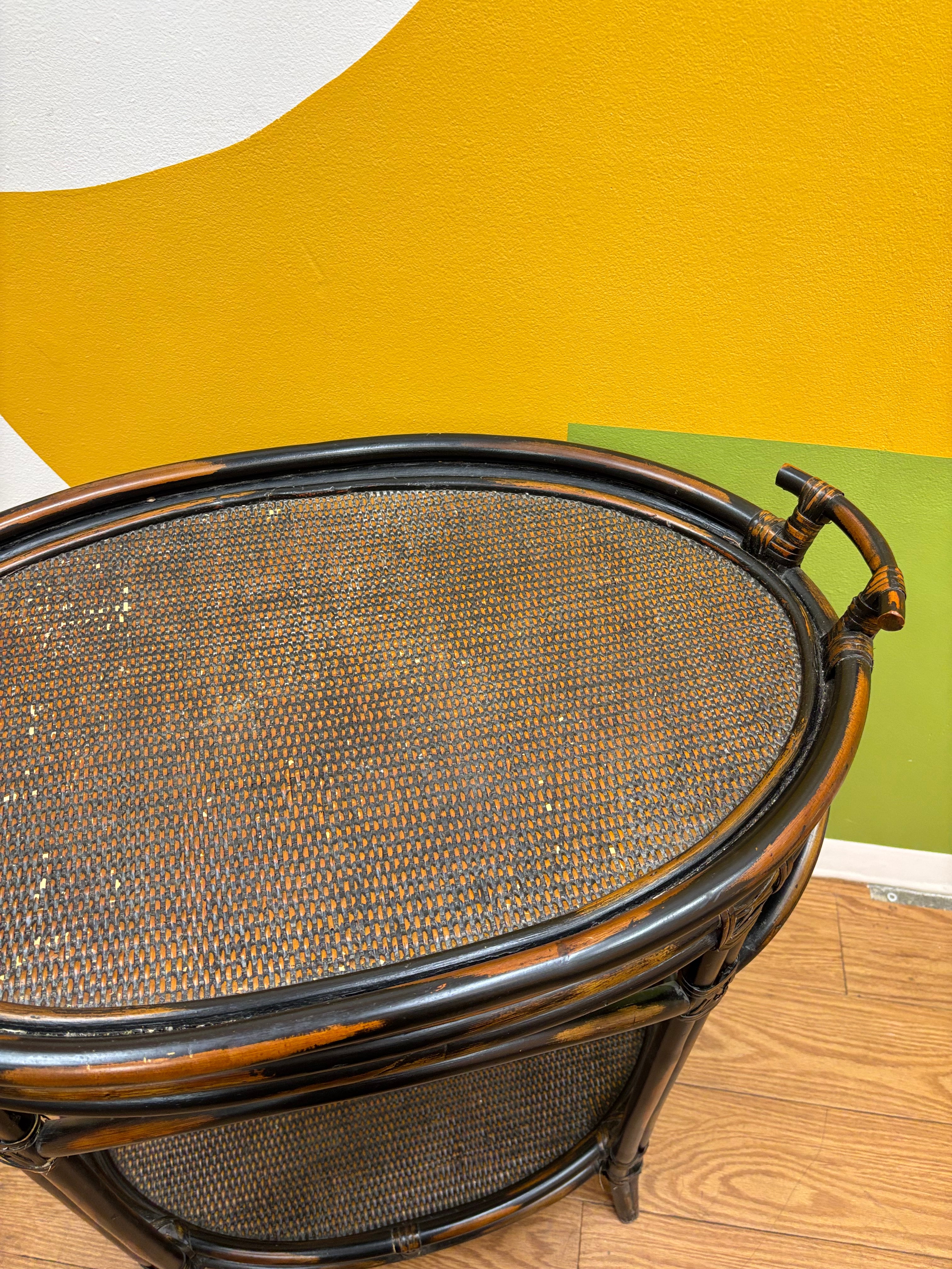 Rattan Two Tier Tray Table