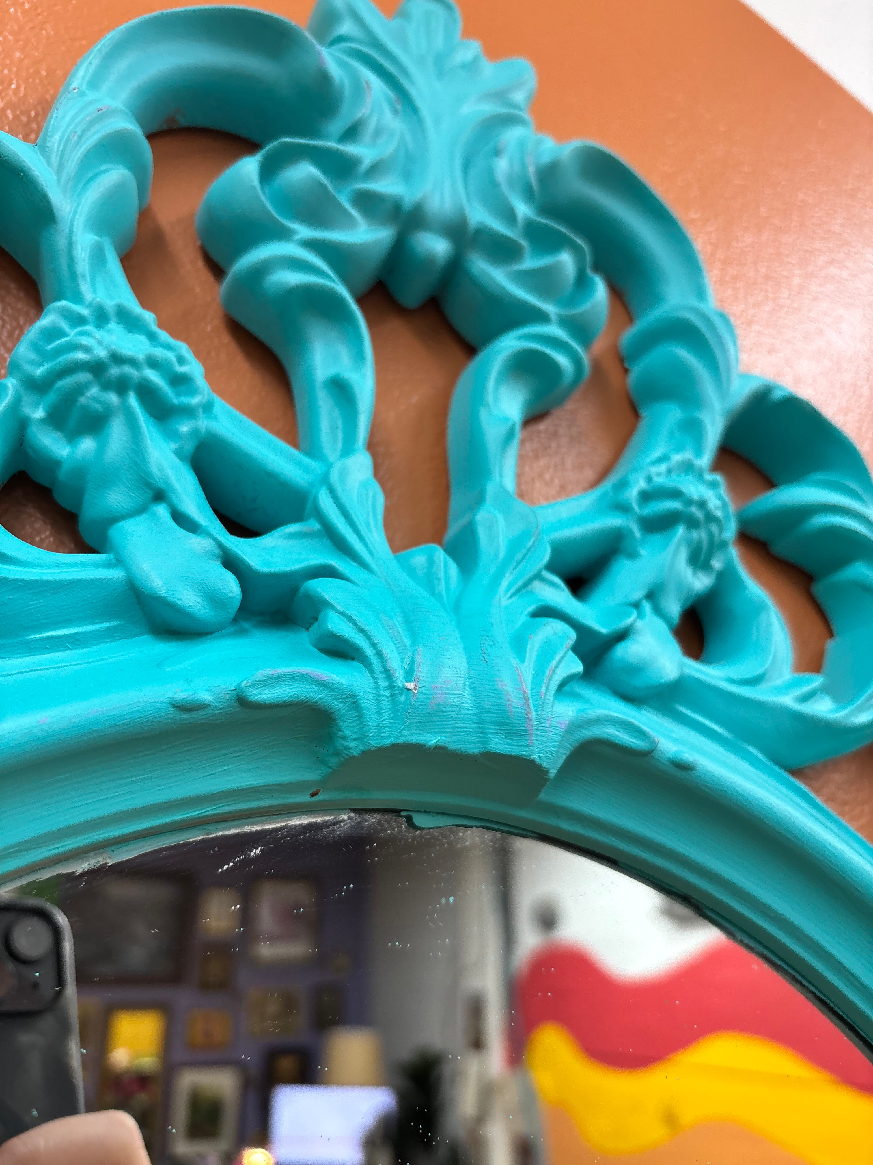 Teal Oval Wall Mirror