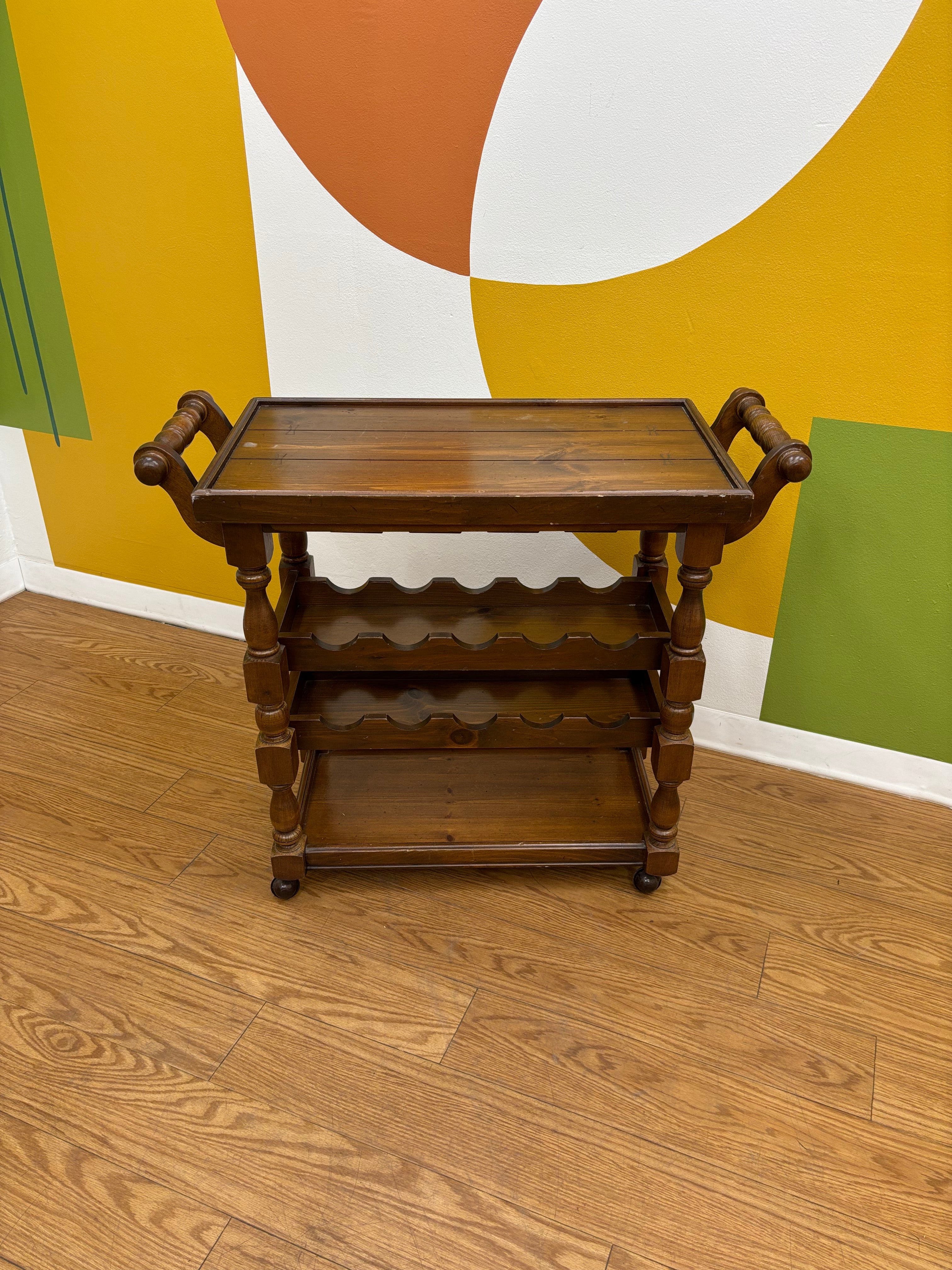 Rolling Wood Bar Cart