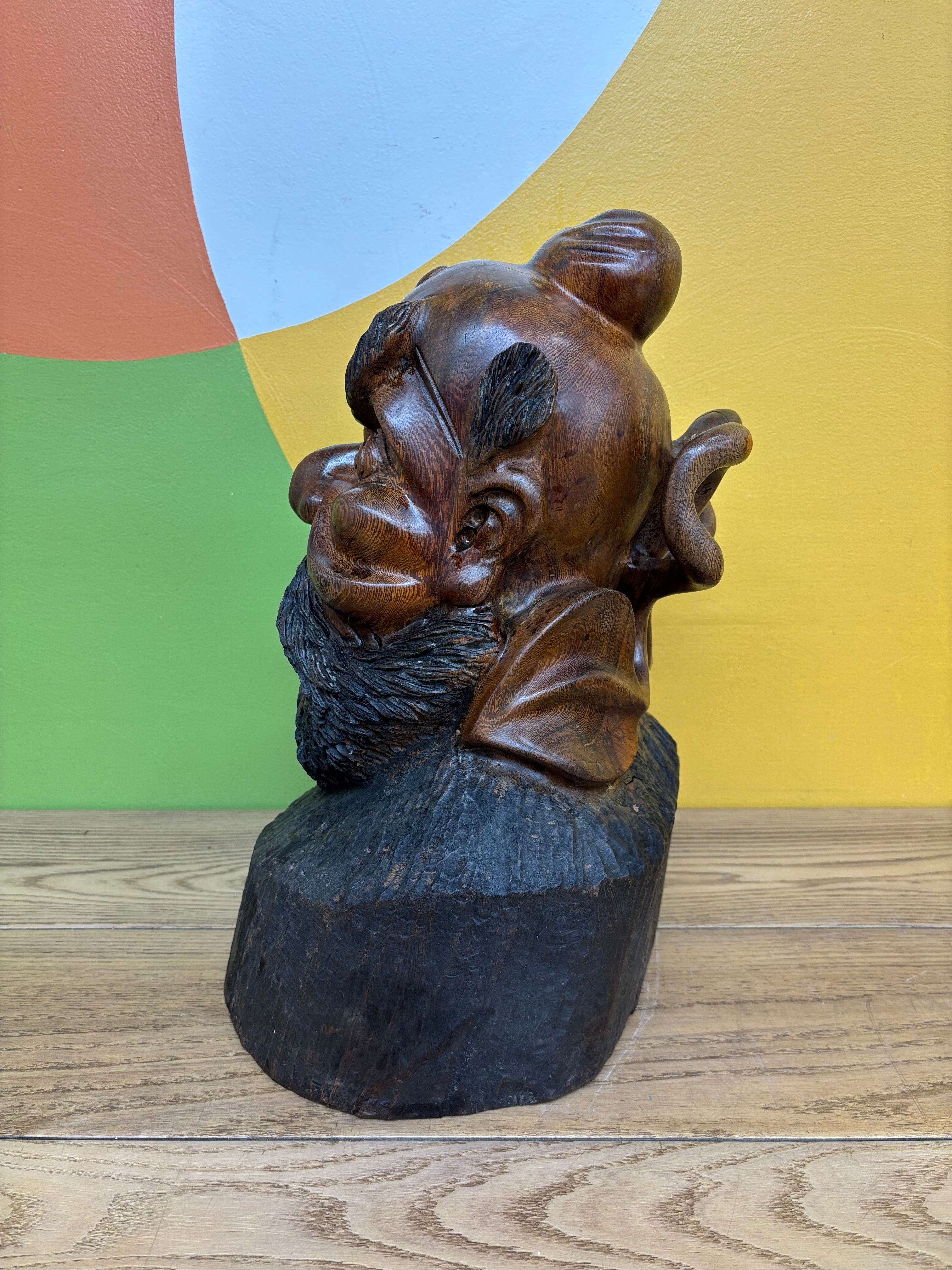 Wood Carved Head Sculpture