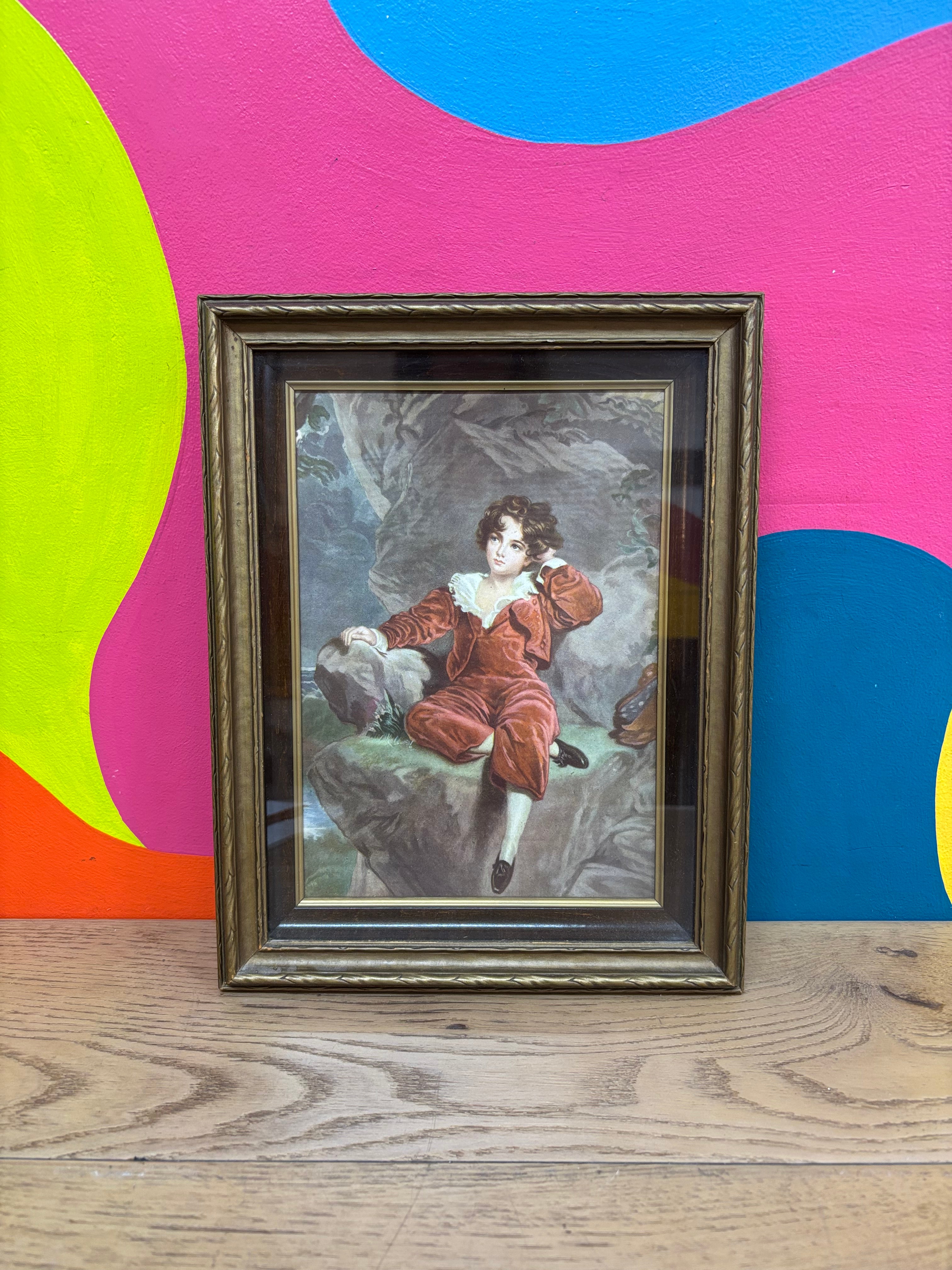 Gold Framed Red Boy Print