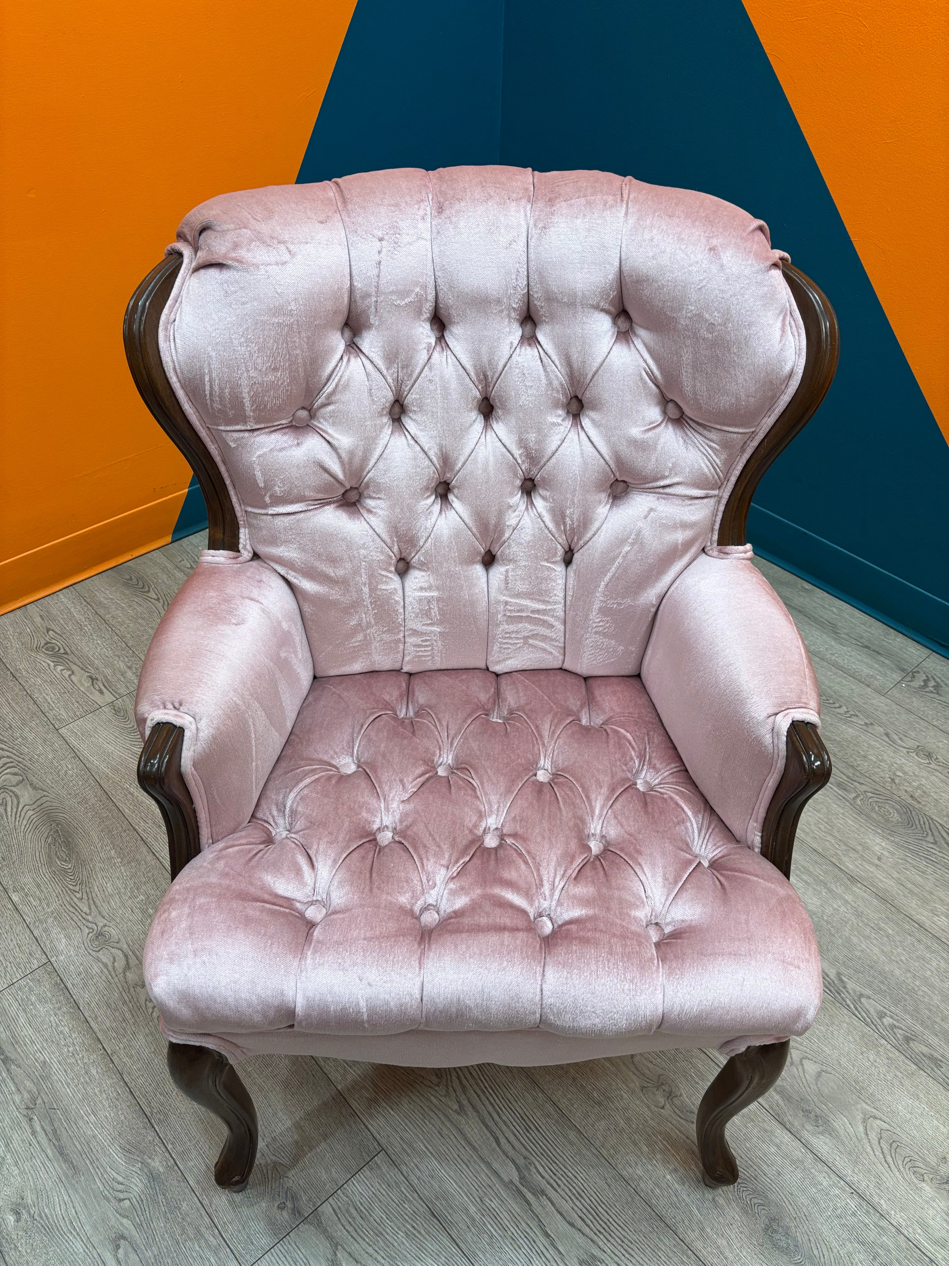 Light Pink Velvet Armchair (2 available)