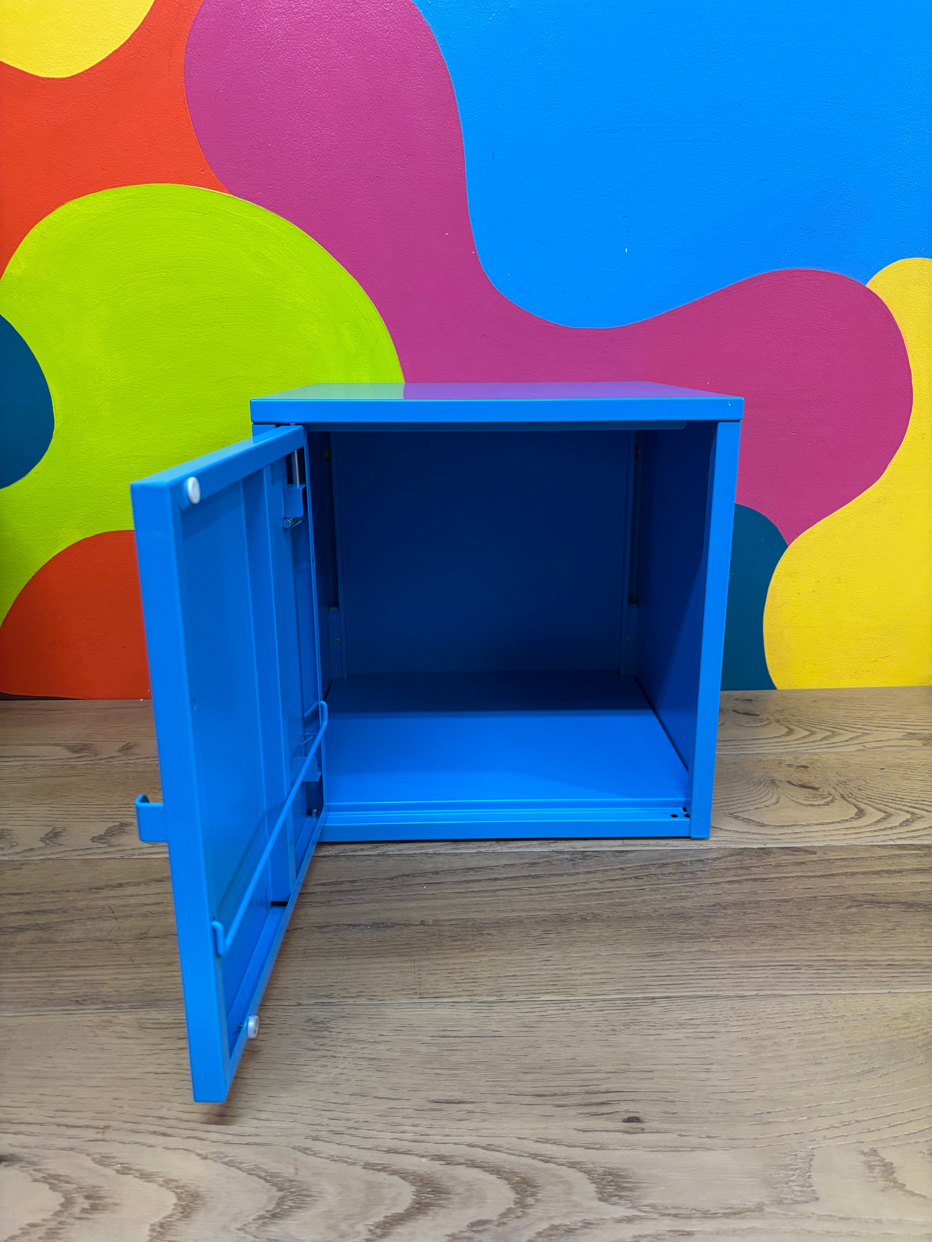 Blue Metal Wall Hanging Cabinet (2 available)