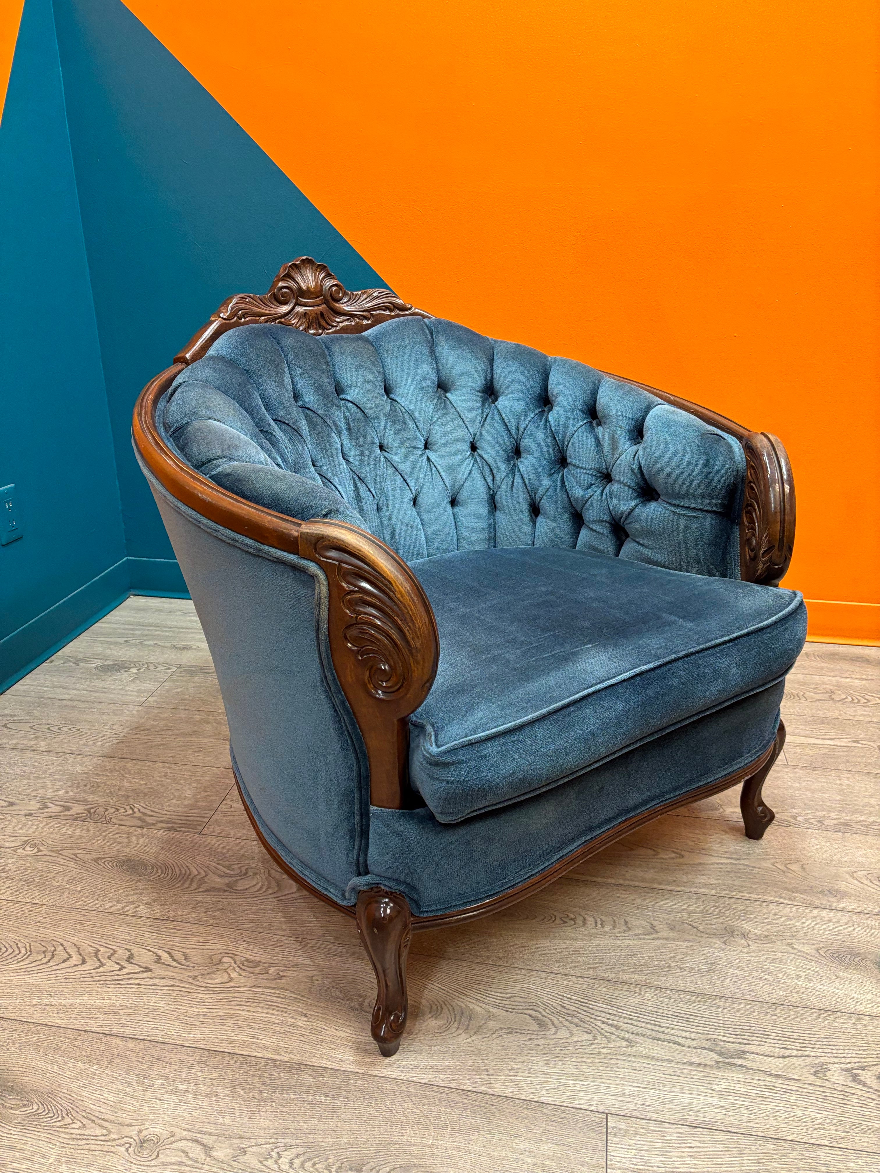 Royal Blue Velvet Armchair