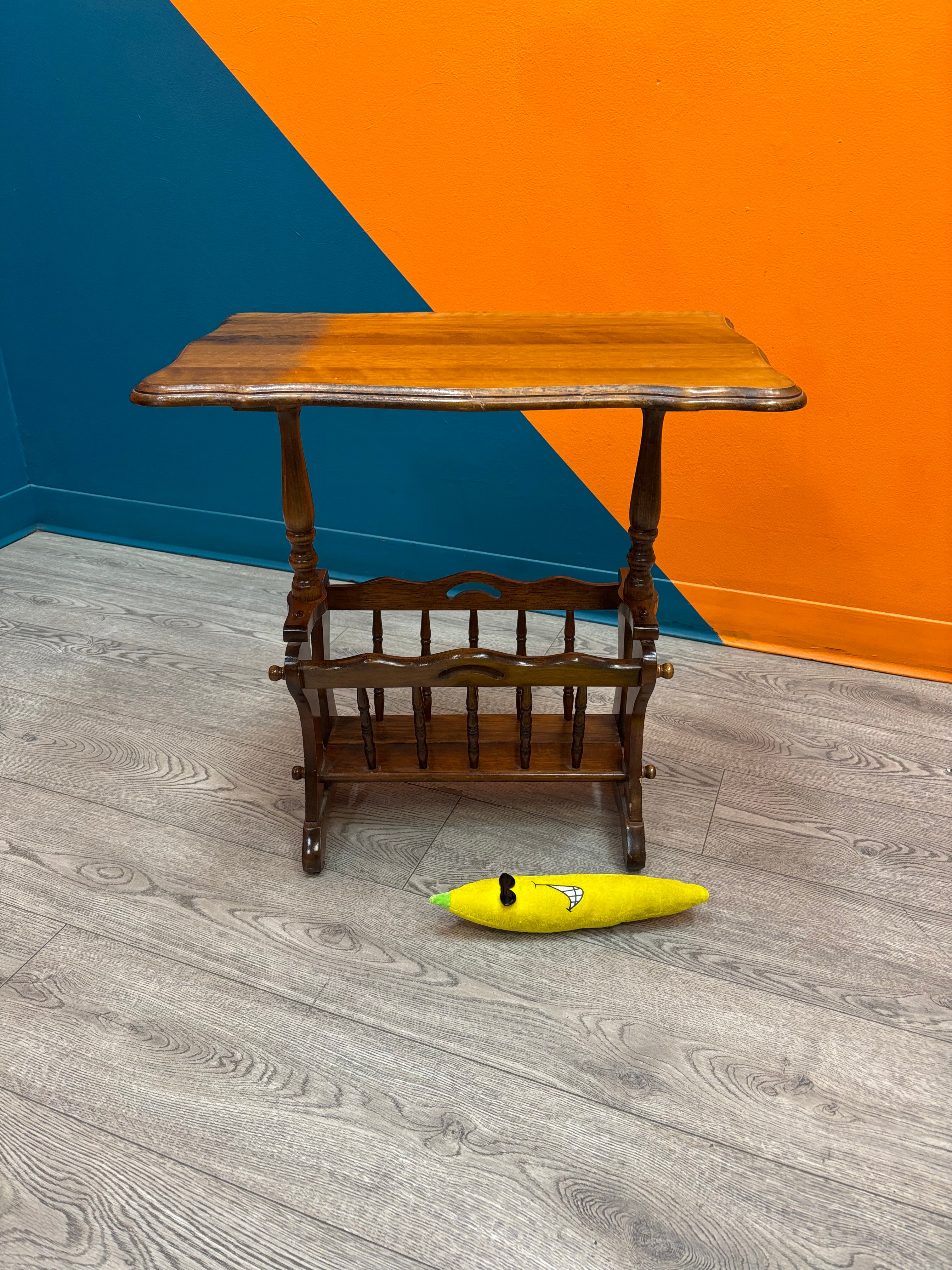 Wood Side Table with Lower Magazine Rack