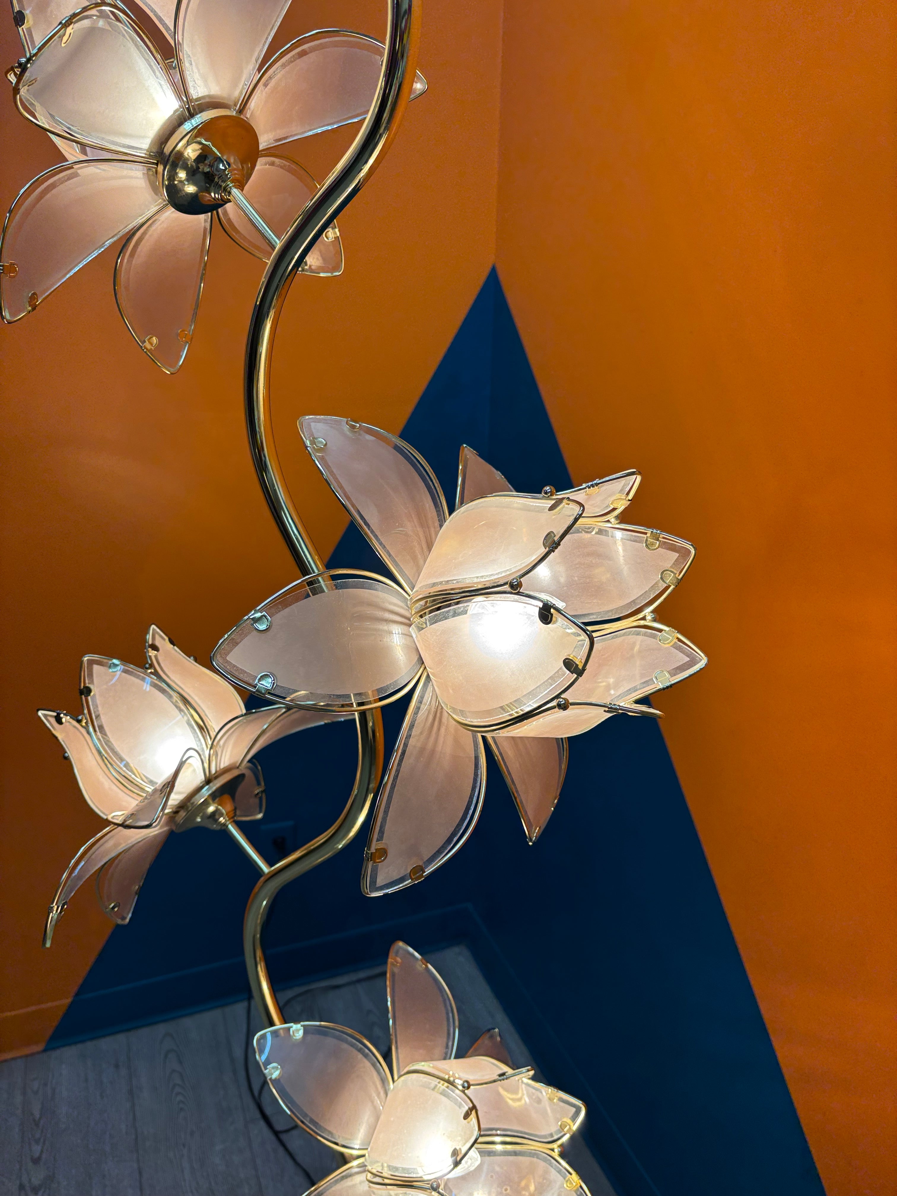 Pink & Gold Floor Lotus Lamp