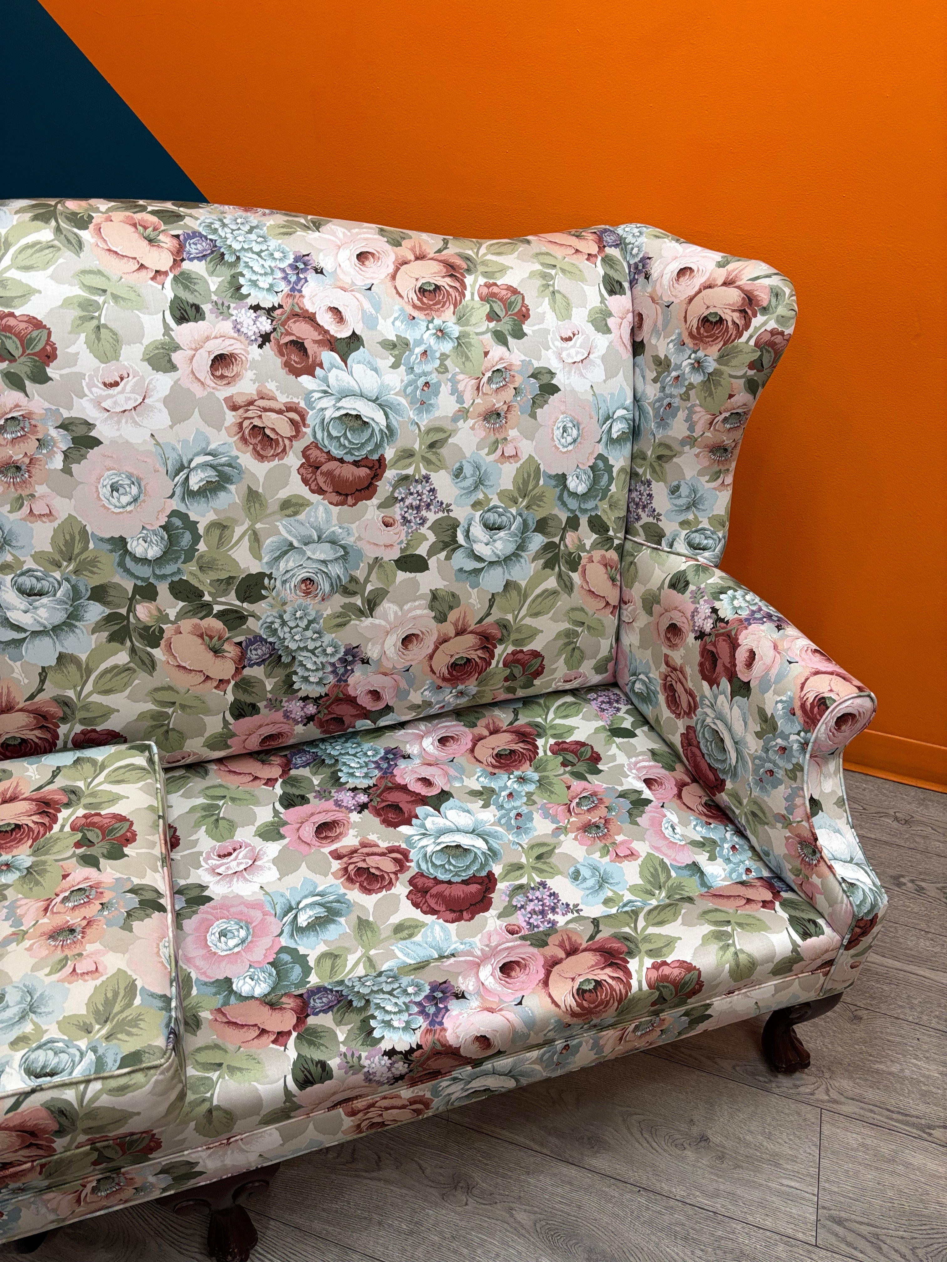 Floral Wingback Loveseat