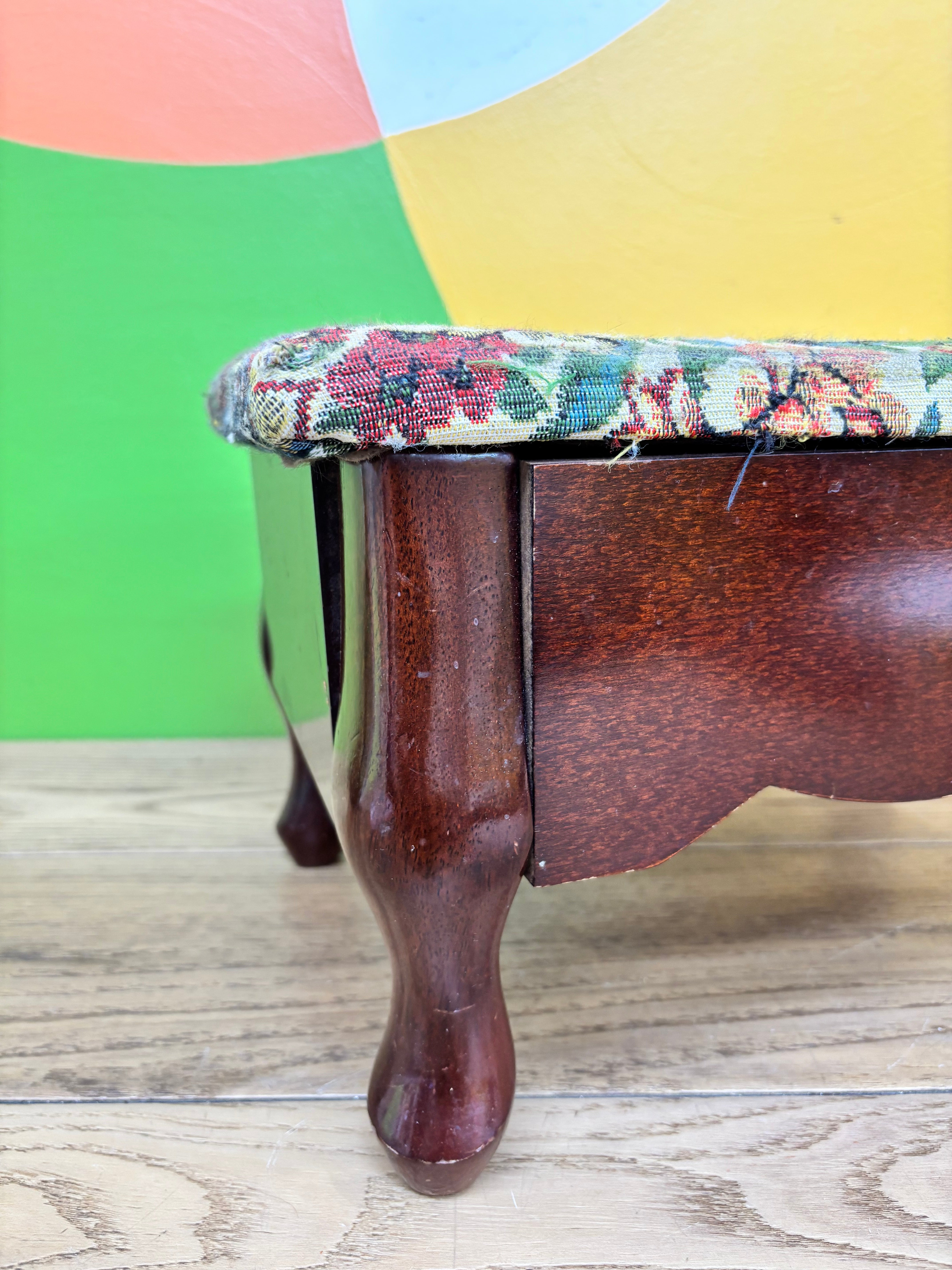 Small Floral Storage Ottoman