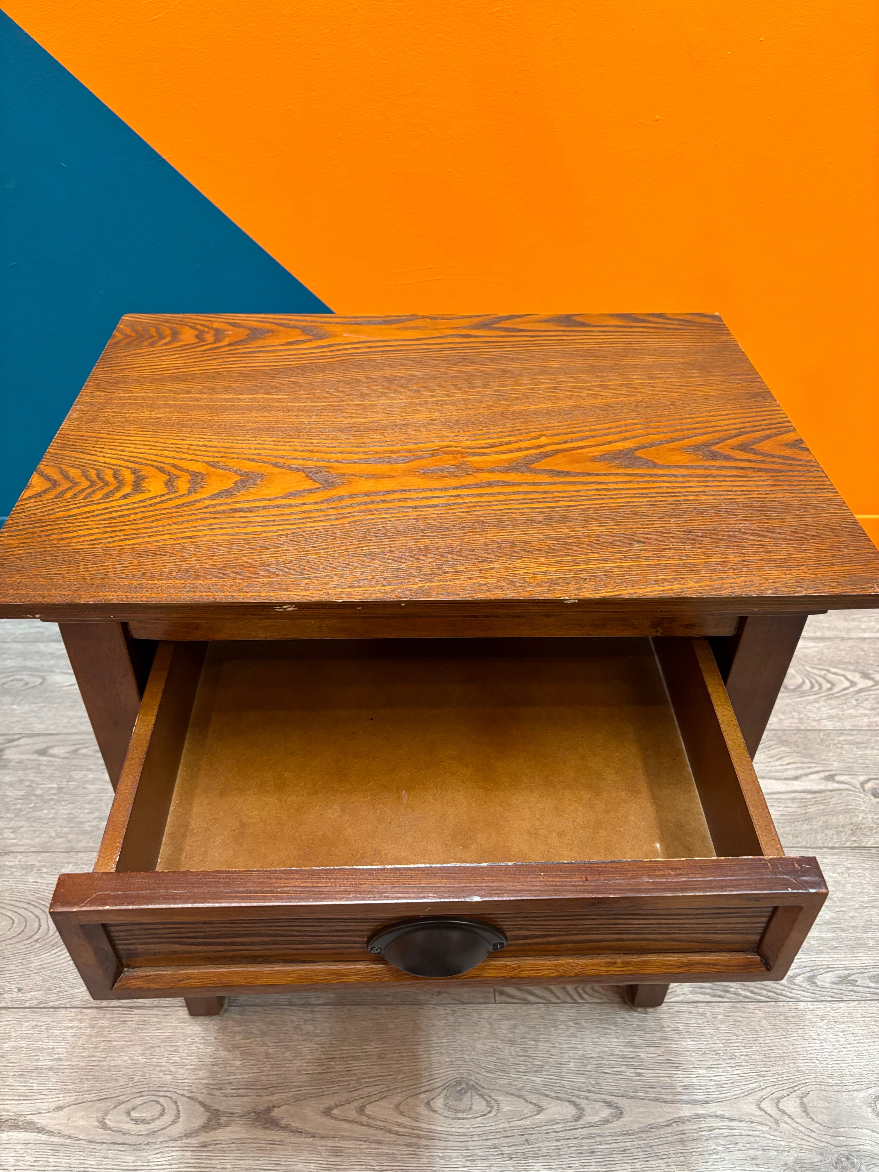 Wood Side Table with Drawers