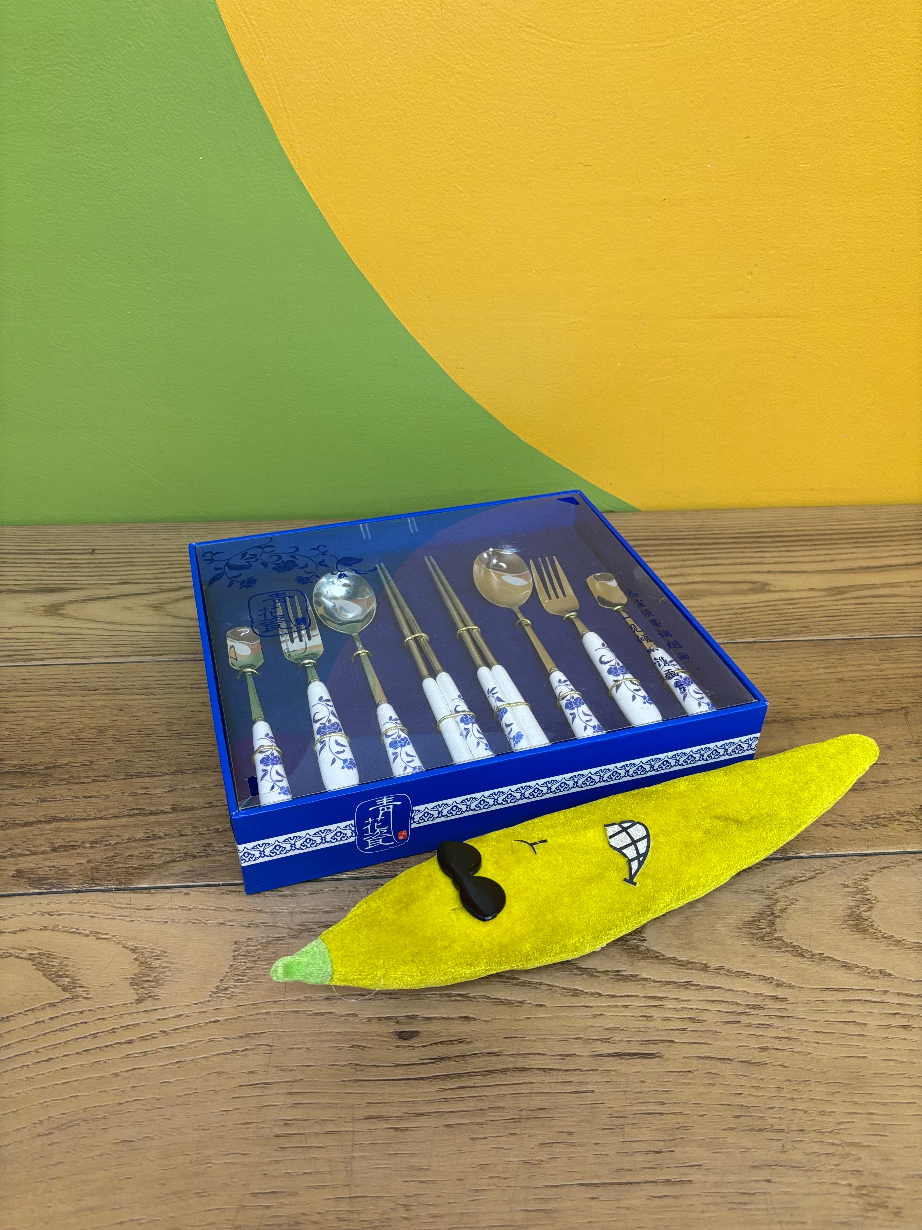 Blue & White Utensil Set
