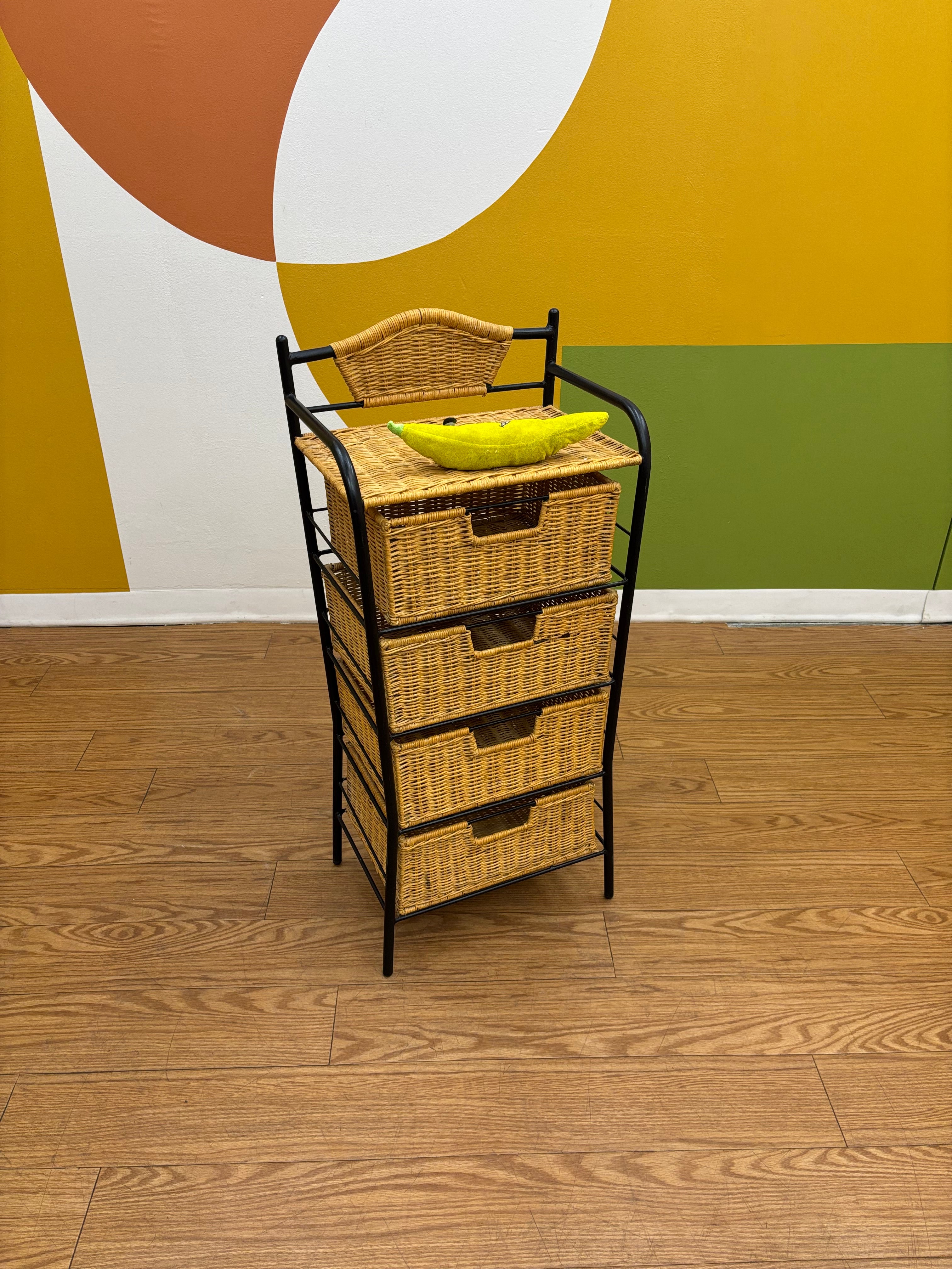 4 Drawer Wicker Storage Tower