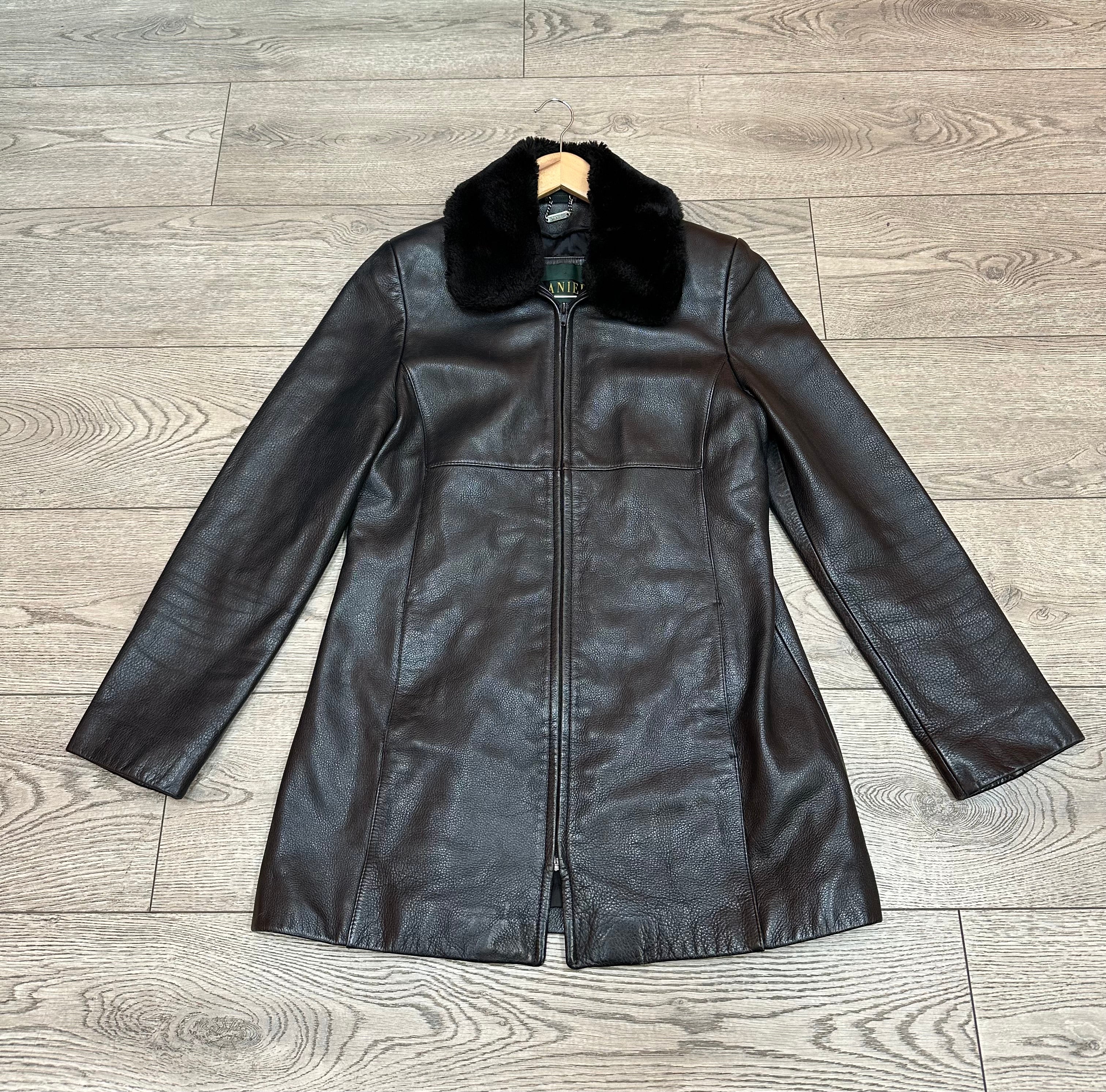 Danier Black & Fur Leather Jacket - XS