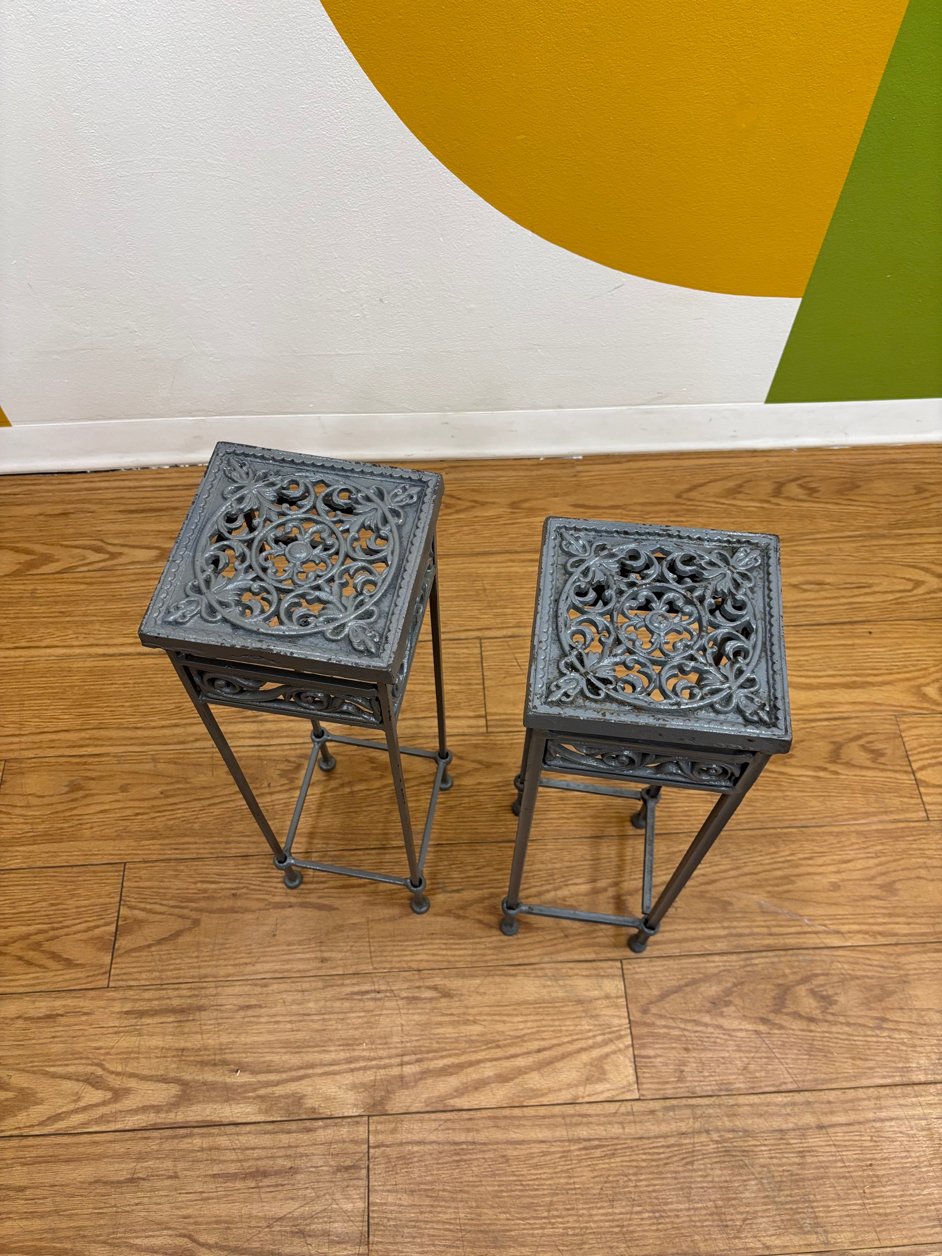 (2) Silver Plant Stands