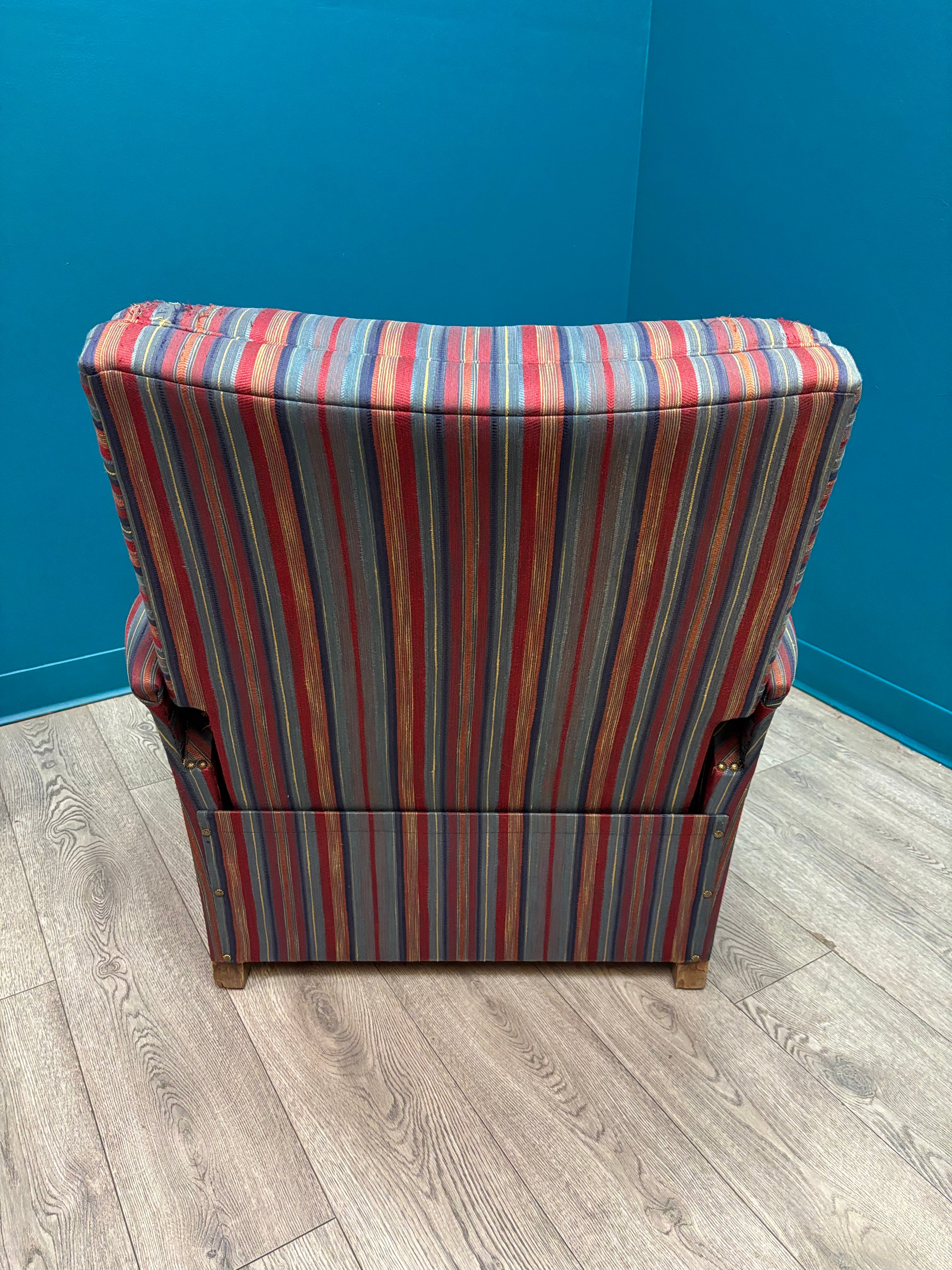 Striped Armchair with Ottoman